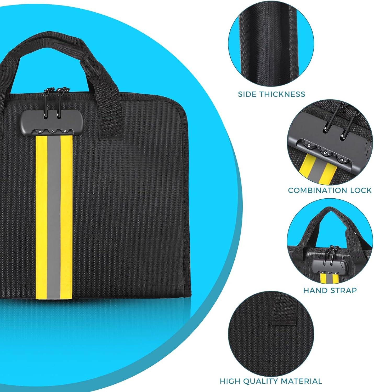 Accordion File Organizer with Combination Lock,Fireproof Expanding File Folder with Multi Pockets,13 Pockets Document Organizer with Handle & Labels,Portable Home Travel Safe Storage Letter A4 Files