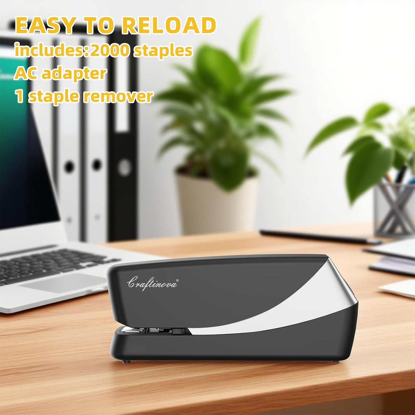 Electric Stapler, Automatic Stapler, Include 2000 Staples and 1 Staple Remover, Heavy Duty, Store 210 Staples，AC or Battery Powered, 25 Sheet Capacity.