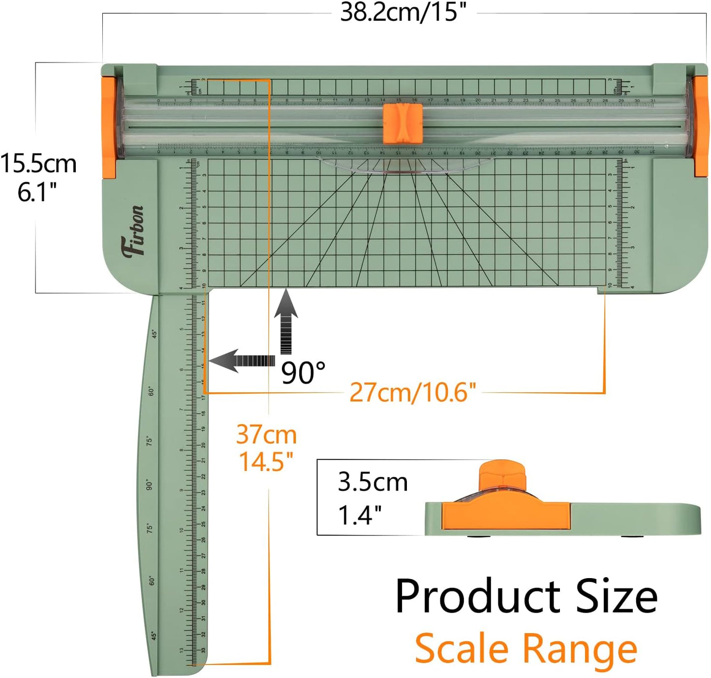 Firbon A4 Paper Cutter 12 Inch Titanium Straight Paper Trimmer with Side Ruler for Scrapbooking Craft, Paper, Coupon, Label, Cardstock (Morandi)