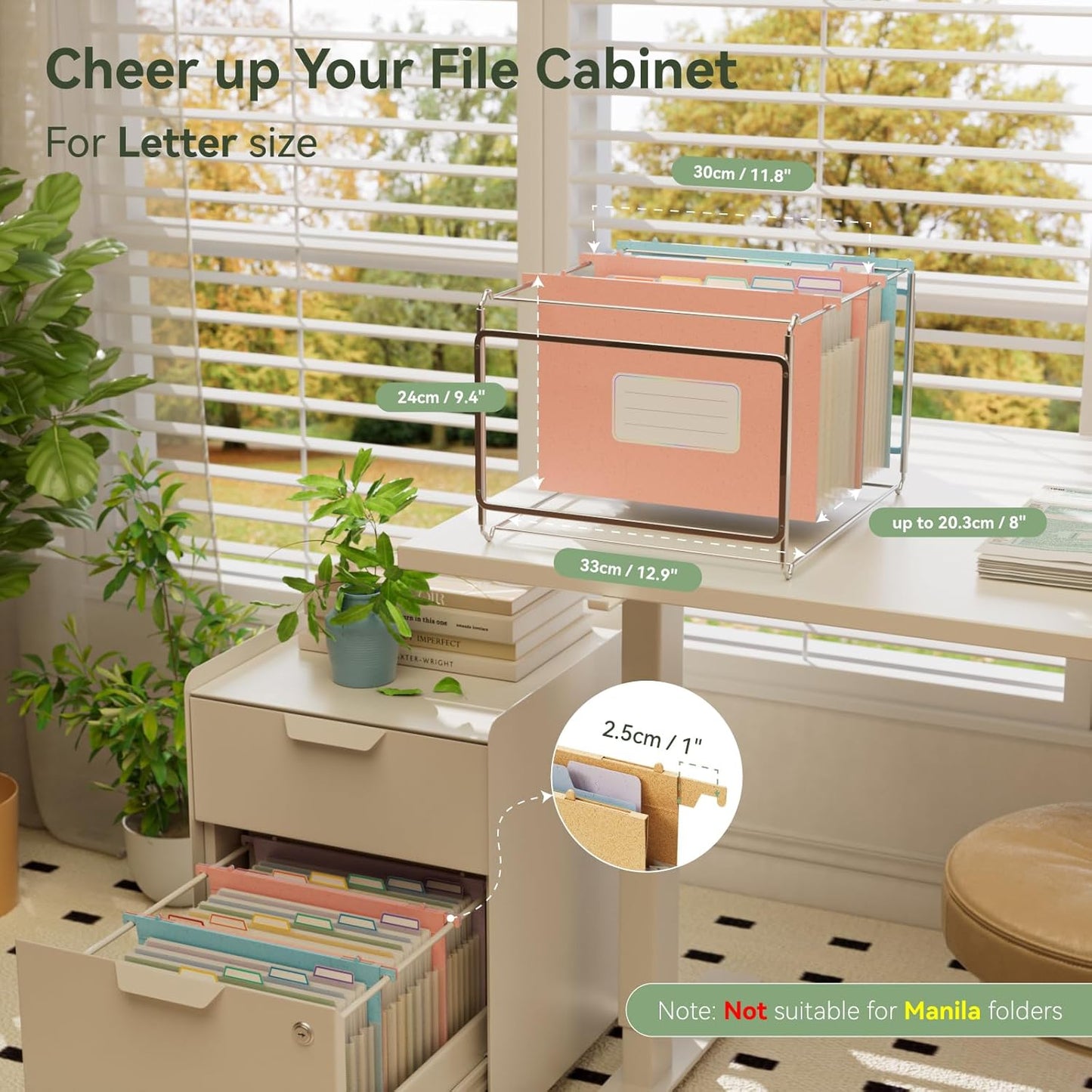 Wheat Straw Expanding Hanging File Folders, File Organizer, 1.2" Accordion Pockets, Large Capacity, Letter Size for Filing Cabinet, 100% BPA Free, Healthy Living-3 Packs-Pink&Bule&Purple