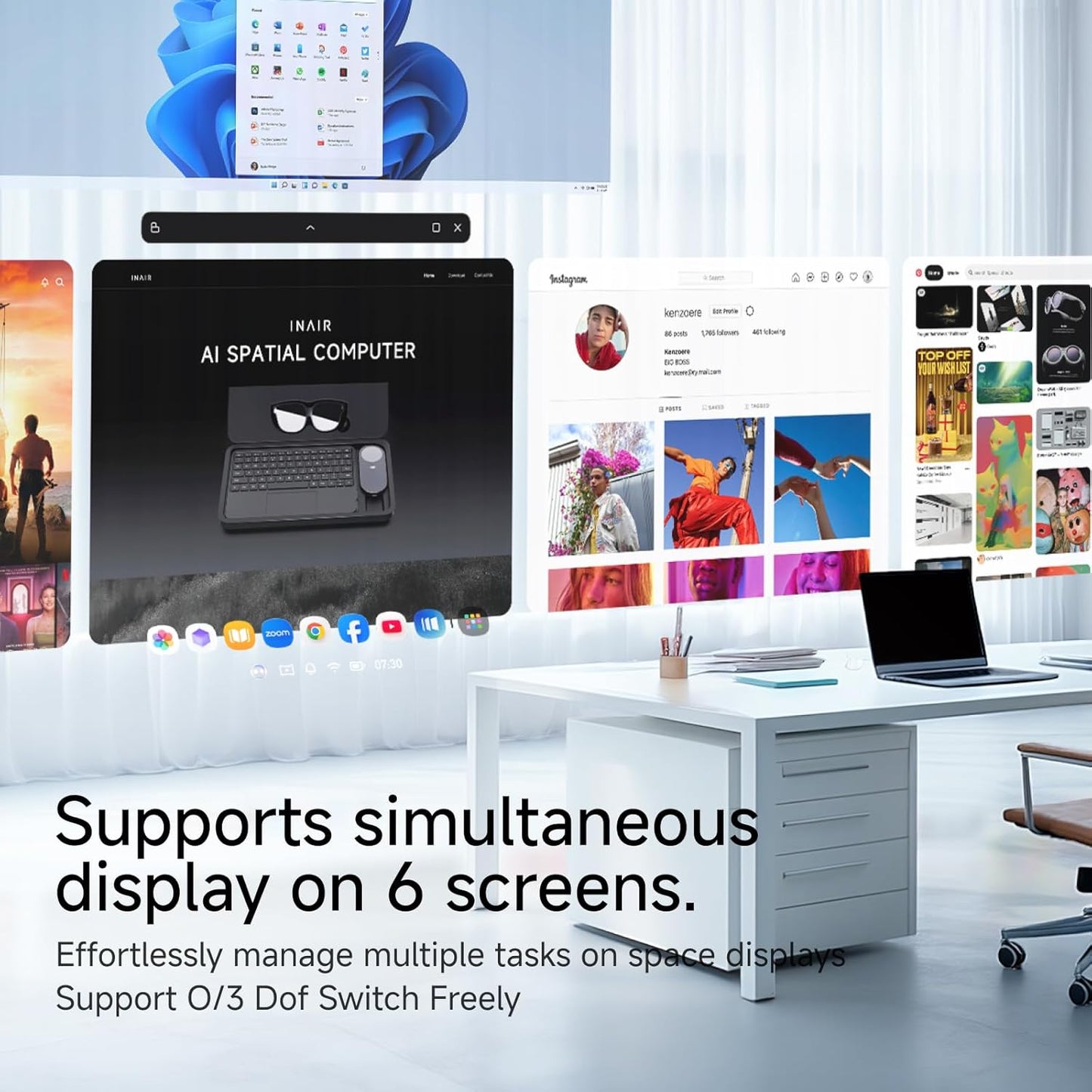 INAIR Pod｜AR Glasses Dual-Function Host Unit & Mouse | 6-Screen Expansion | PC Streaming | 3DoF Spatial Hovering Technology (Anti-Dizziness) for Entertainment & Office Work