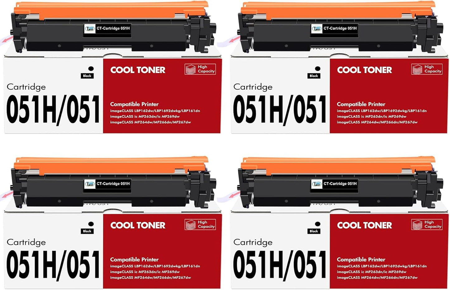 051H 051 High-Yield Black Toner Cartridge 4-Pack Compatible for Canon 051H Toner Cartridge 051 CRG051H CRG051 for Canon imageCLASS MF269dw MF267dw MF264dw MF266dn MF263dn LBP162dw LBP161dn Printer