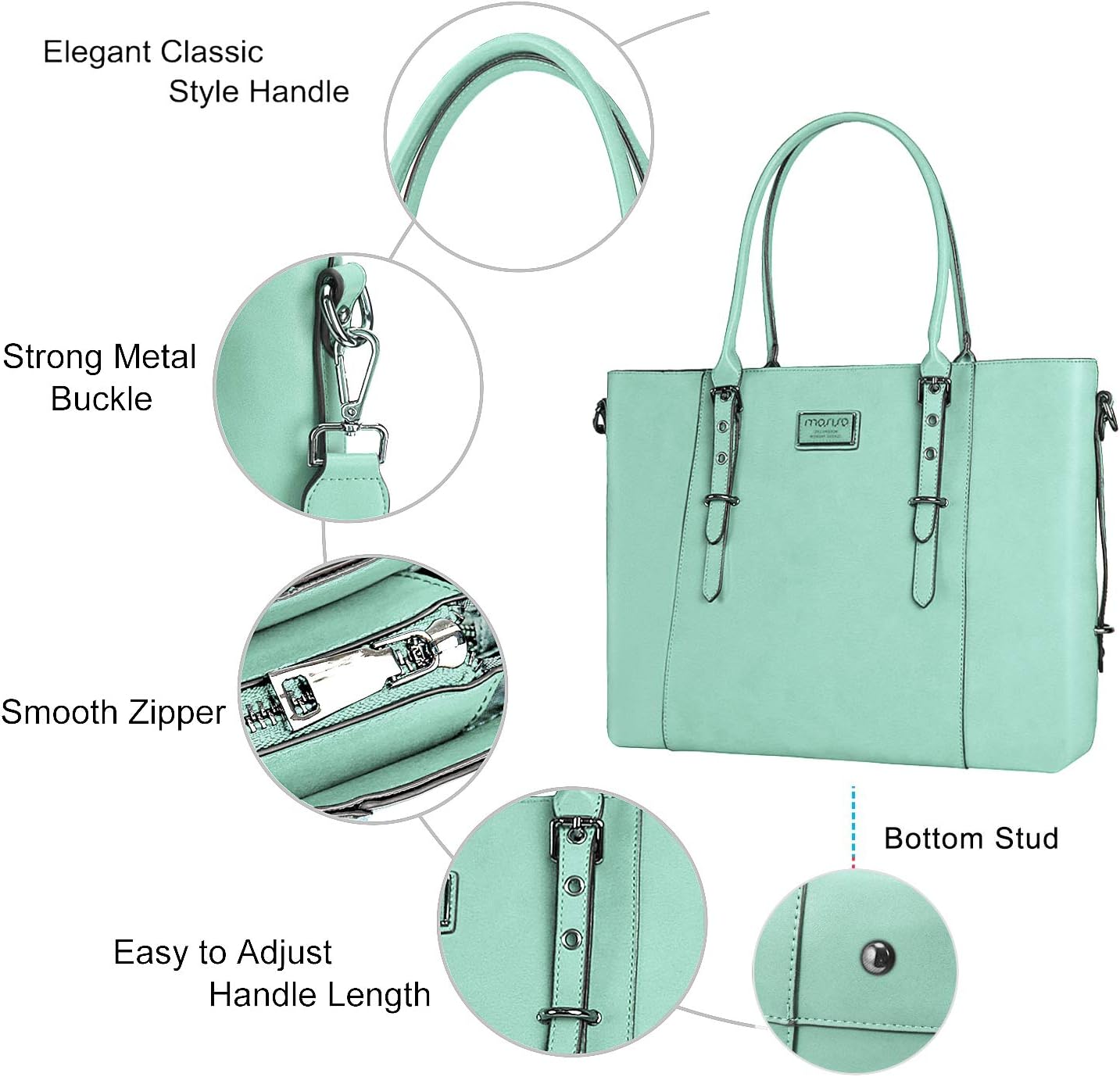 MOSISO PU Leather Laptop Tote Bag for Women, Waterproof Large Capacity Business Work Briefcase Shoulder Laptop Bag