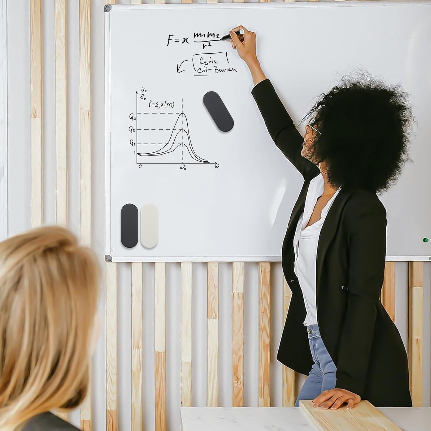 Ddaowanx Dry Erase Erasers, Magnetic Whiteboard Eraser Classroom Must Haves for Students Teachers, School Supplies (2 Pack, Black+White)