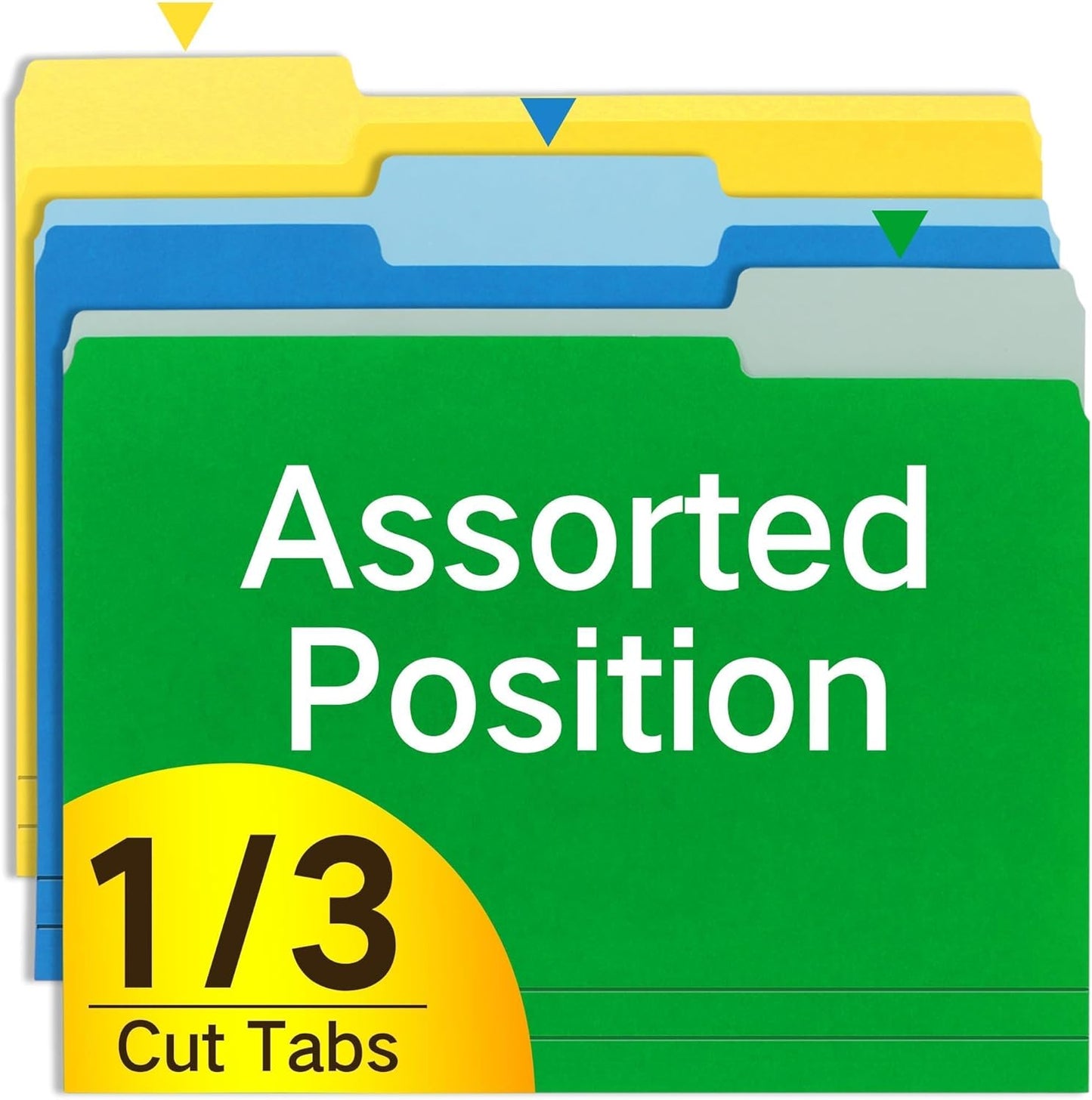 Letter Size File Folders – 1/3-Cut Tab, Durable Colored File Folders for Home, Office, and School Organization, 50-Pack