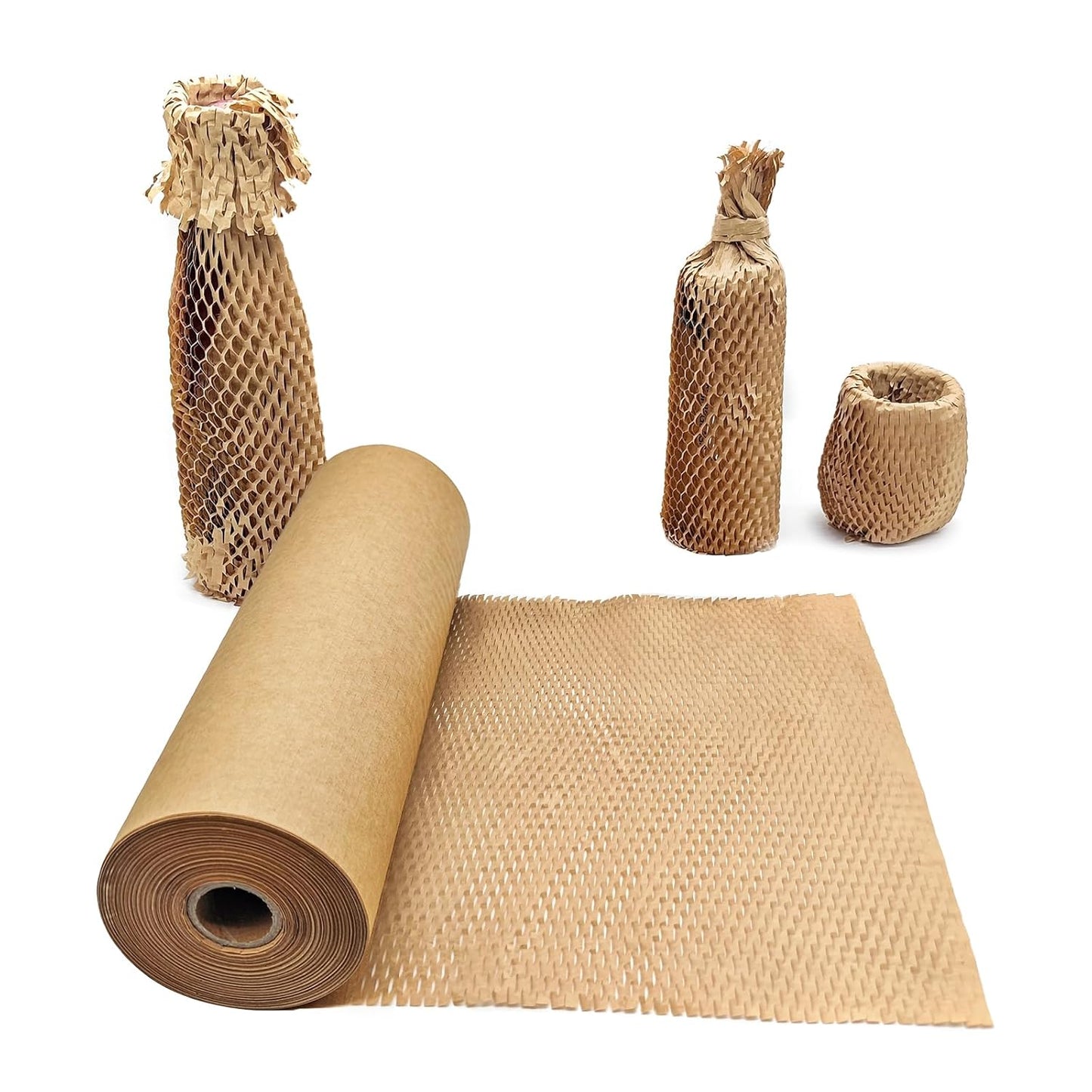 Honeycomb Packing Paper, 12" x 164' Honeycomb Cushioning Wrap Roll for Moving Shipping Packaging Gifts, Recyclable Honeycomb Paper Moving Supplies Bubble Paper Wrapping Protective Roll Khaki