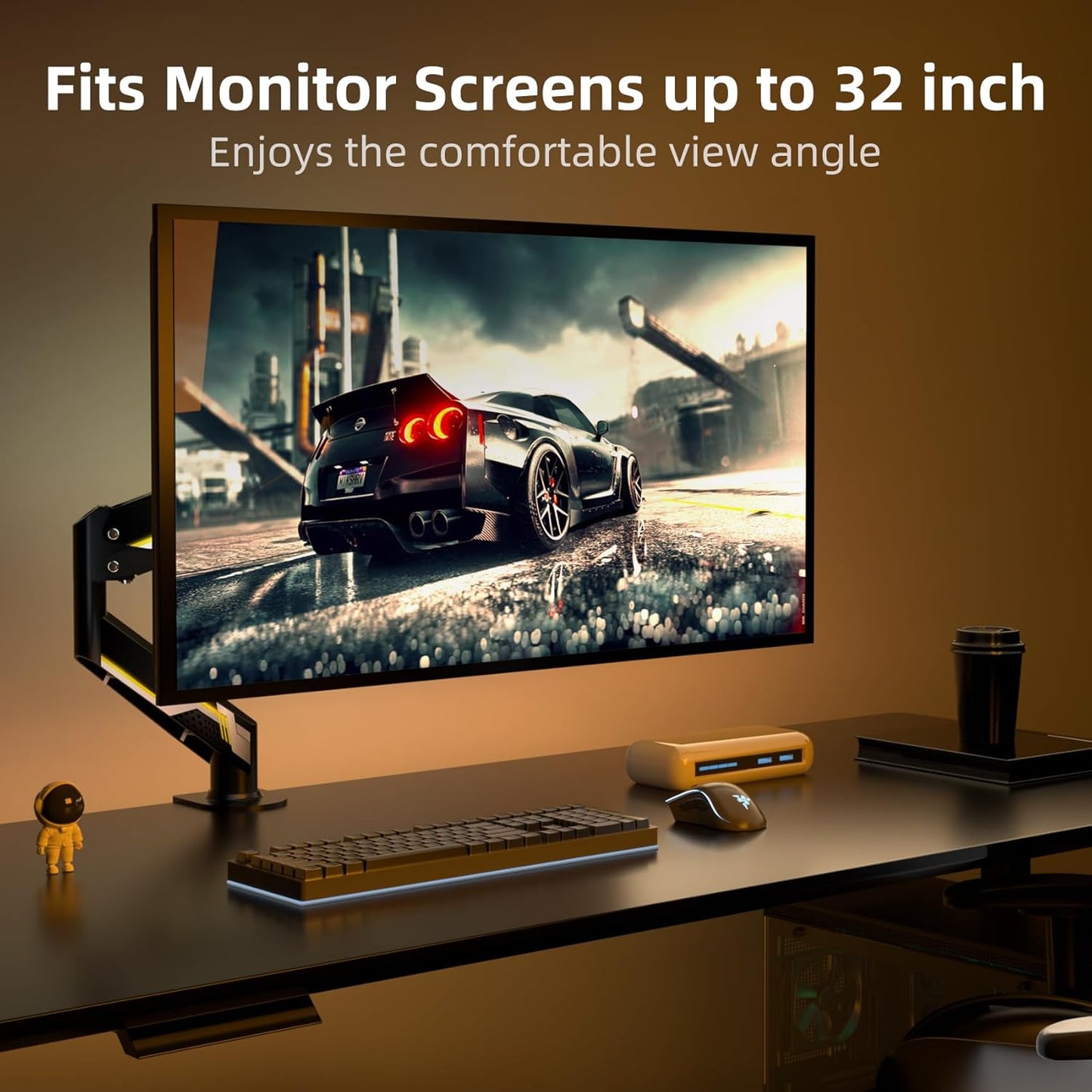 Suptek Monitor Mount Gas Spring Arm Desk Mount Stand - Fully Adjustable, Fits 32 inch Monitors, Weight Capacity up to 22 lbs (MD8WY)