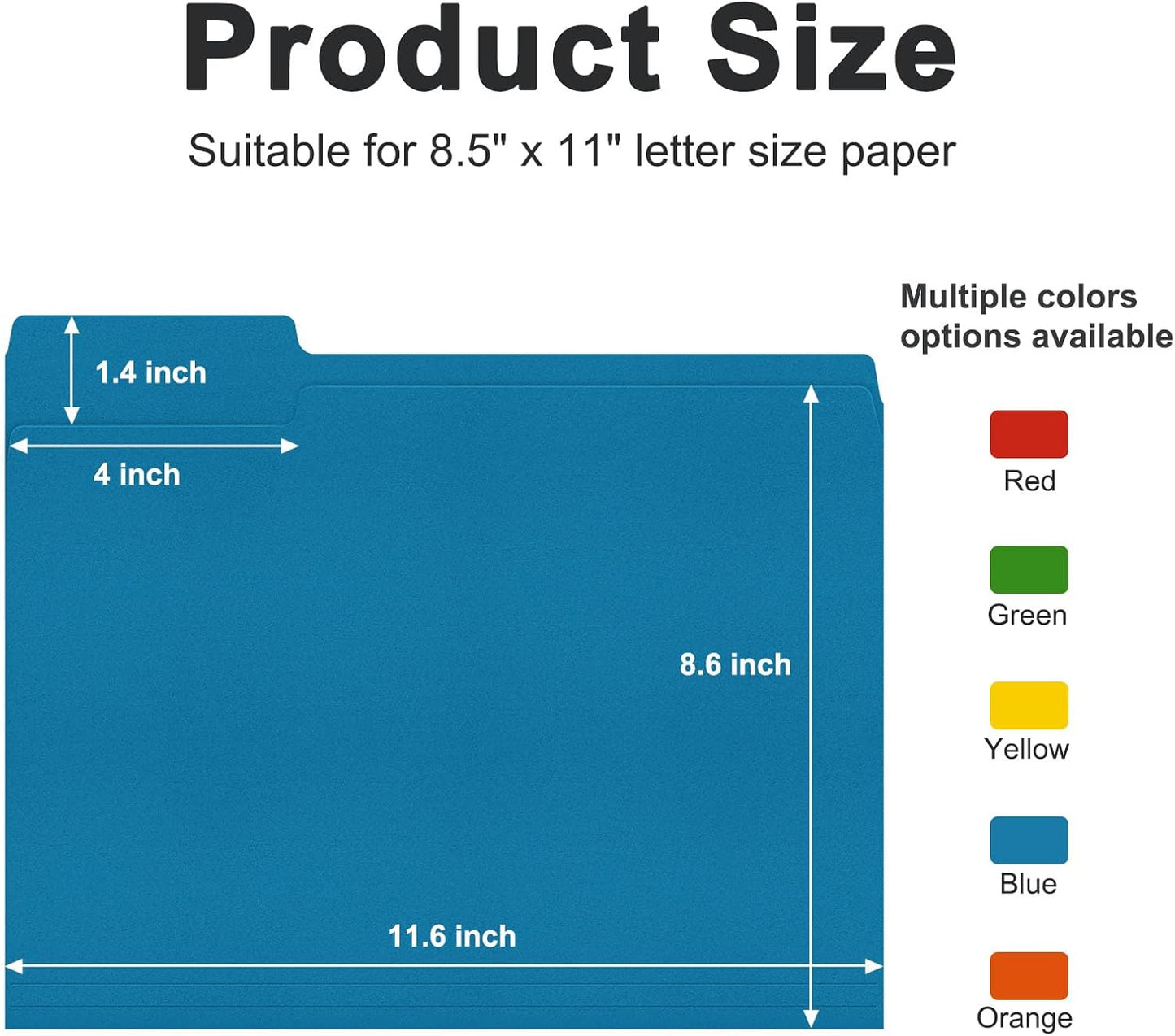 ViVin File Folder, 100 Pack Colored File Folders with 1/3-Cut Tabs, Fits 8.5 * 11 Letter Size Paper, Manilla Folders for Home Office School Documents(Assorted)