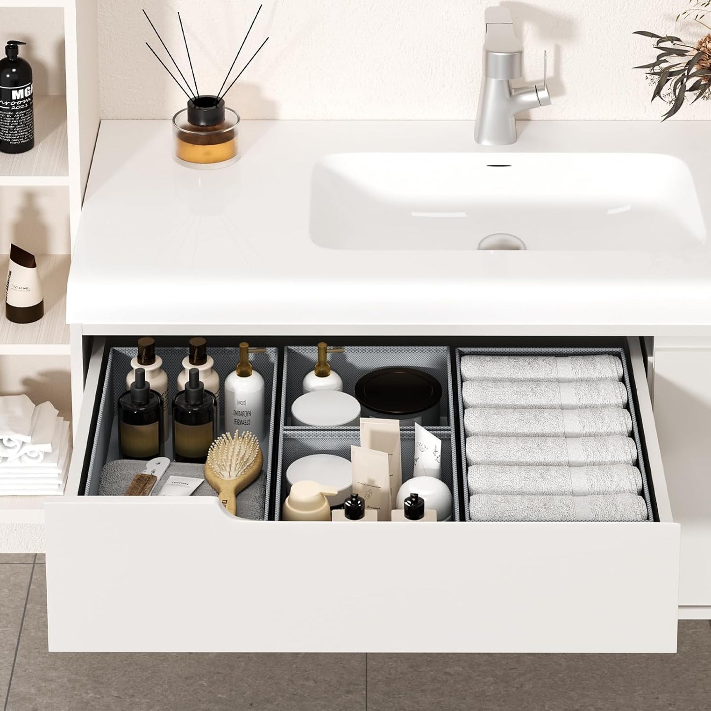 DIMJ Drawer Organizer Clothes - 20 Pack Closet Drawer Organizer Bins for Baby Clothes Storage, Fabric Dresser Organizer for Nursery Bedroom, Foldable Small Drawer Dividers for Underwear Socks