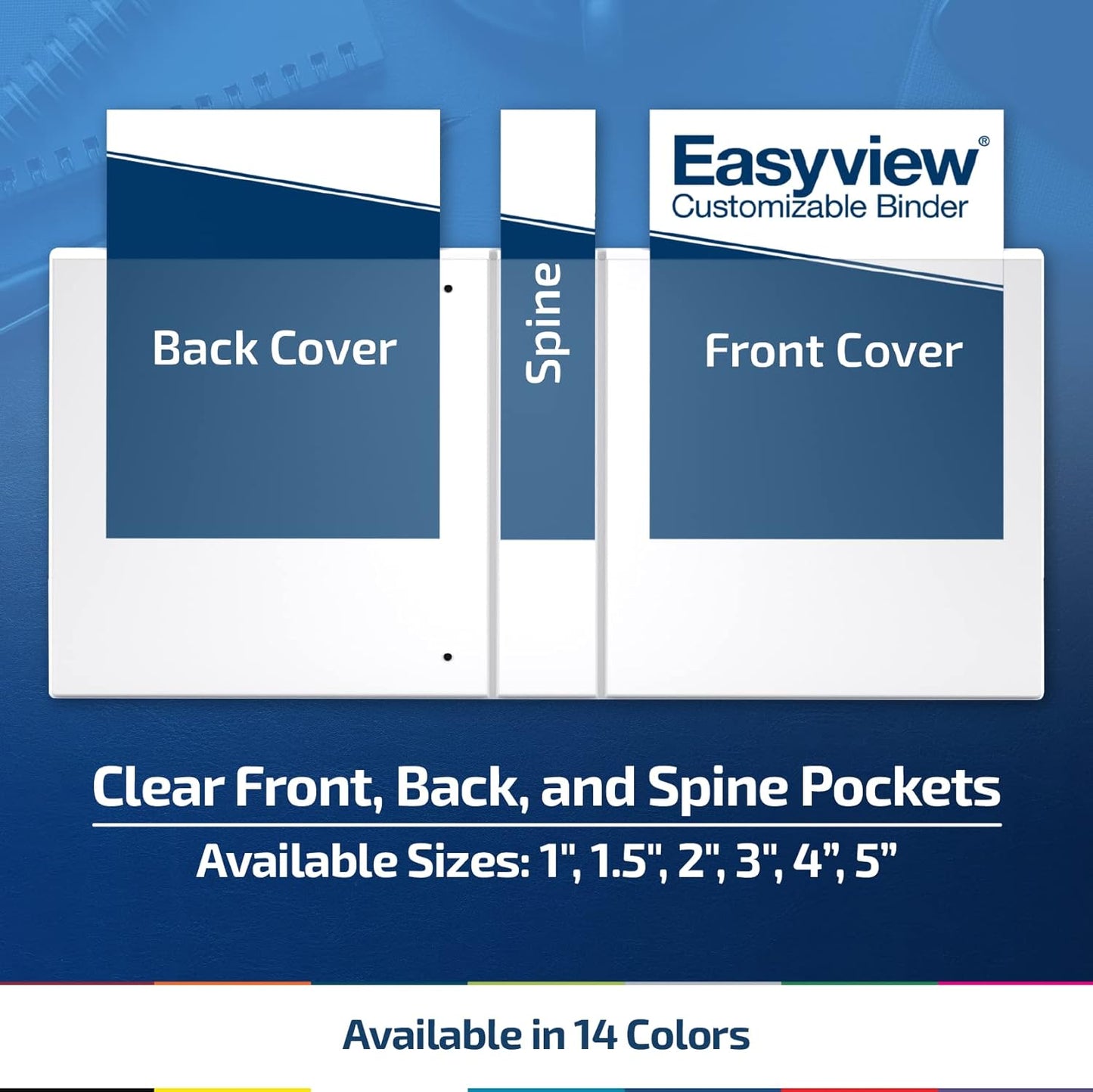 Easyview Premium 3-Ring Binders with Clear-View Covers and Round Rings, Binders for School or Office, 3 Inch, Pack of 6, Black