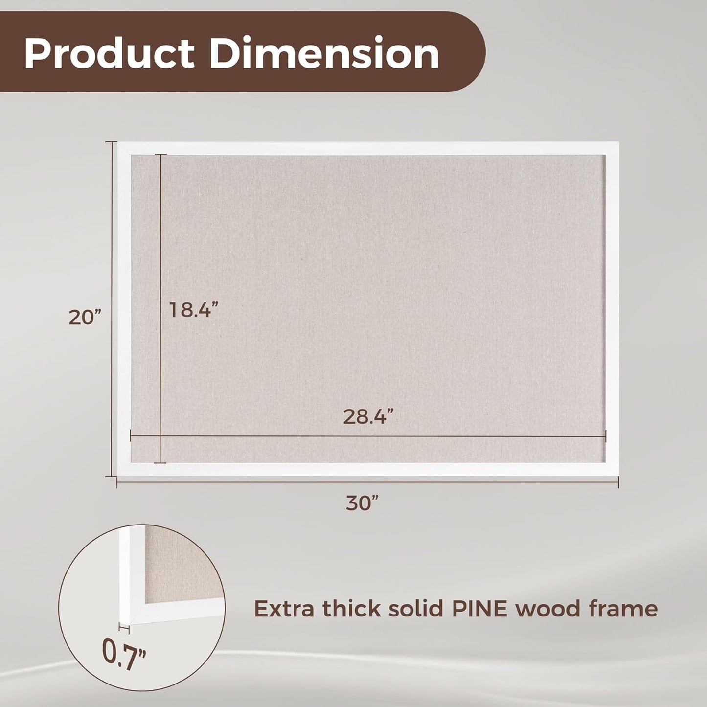 Fun Memories Cork Board Bulletin Board for Office, 20" x 30" Pine Wooden Framed Corkboard, Wall Mounted Notice Pin Board for School Home & Office, White