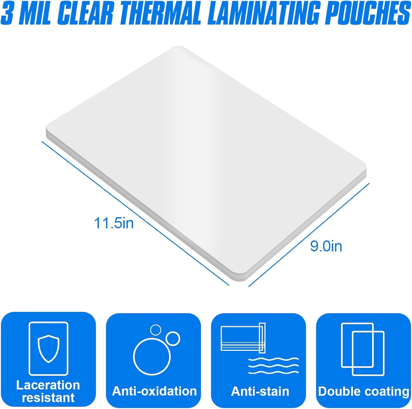 HERKKA 600 Pack Laminating Sheets, Holds 8.5 x 11 Inch Sheets, 3 Mil Clear Thermal Laminating Pouches 9 x 11.5 Inch Lamination Sheet Paper for Laminator, Round Corner Letter Size