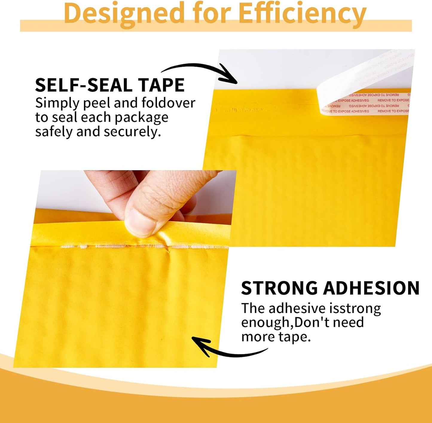 Kraft Bubble Mailers 8.5×12' Inch 50 Pack Yellow shipping envelopes Self-Seal Padded Mailing Envelopes for Jewelry Makeup Supplies and Small Business Packaging