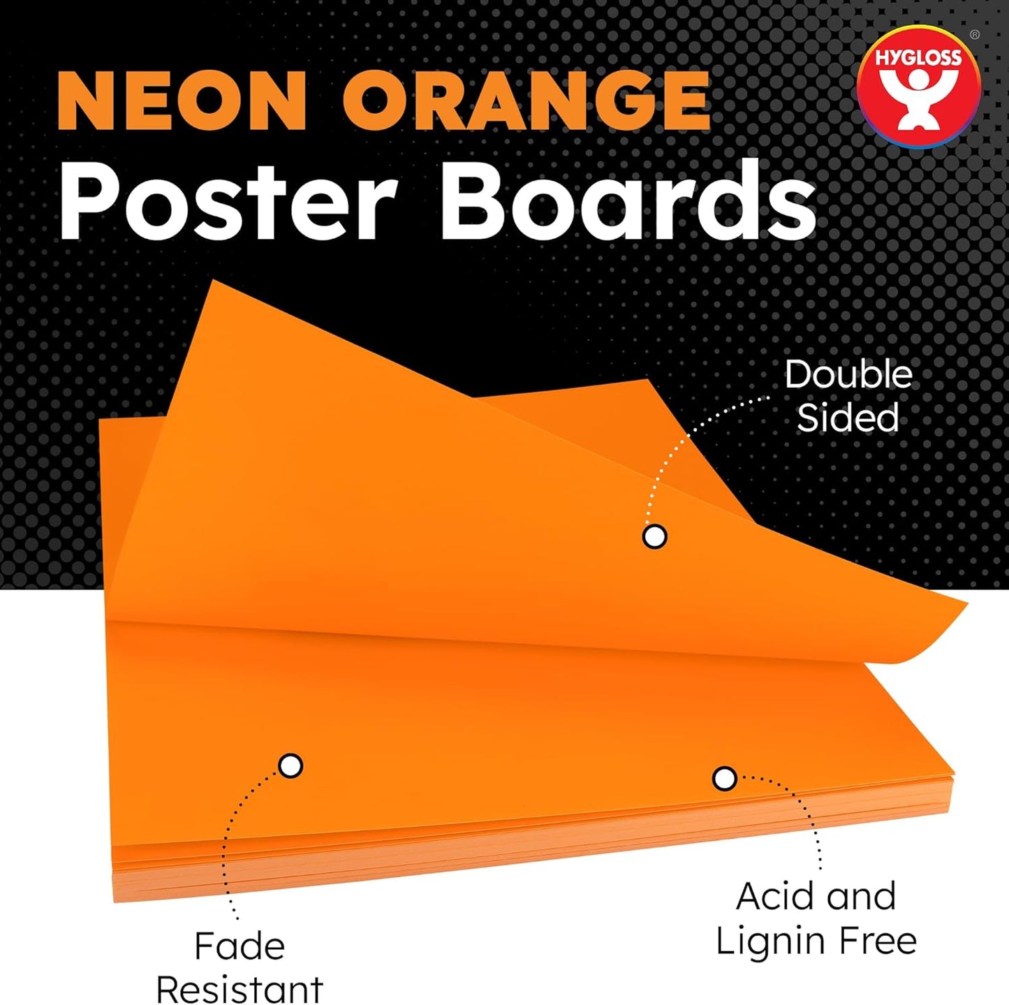 Hygloss Medium Poster Board 11x14 - 25 Neon Orange Single Color Poster Boards Bulk Pack - 10 Pt. Thickness Colored Poster Board Paper for Projects, Signs, Displays - Posterboard Multipack 11" x 14"