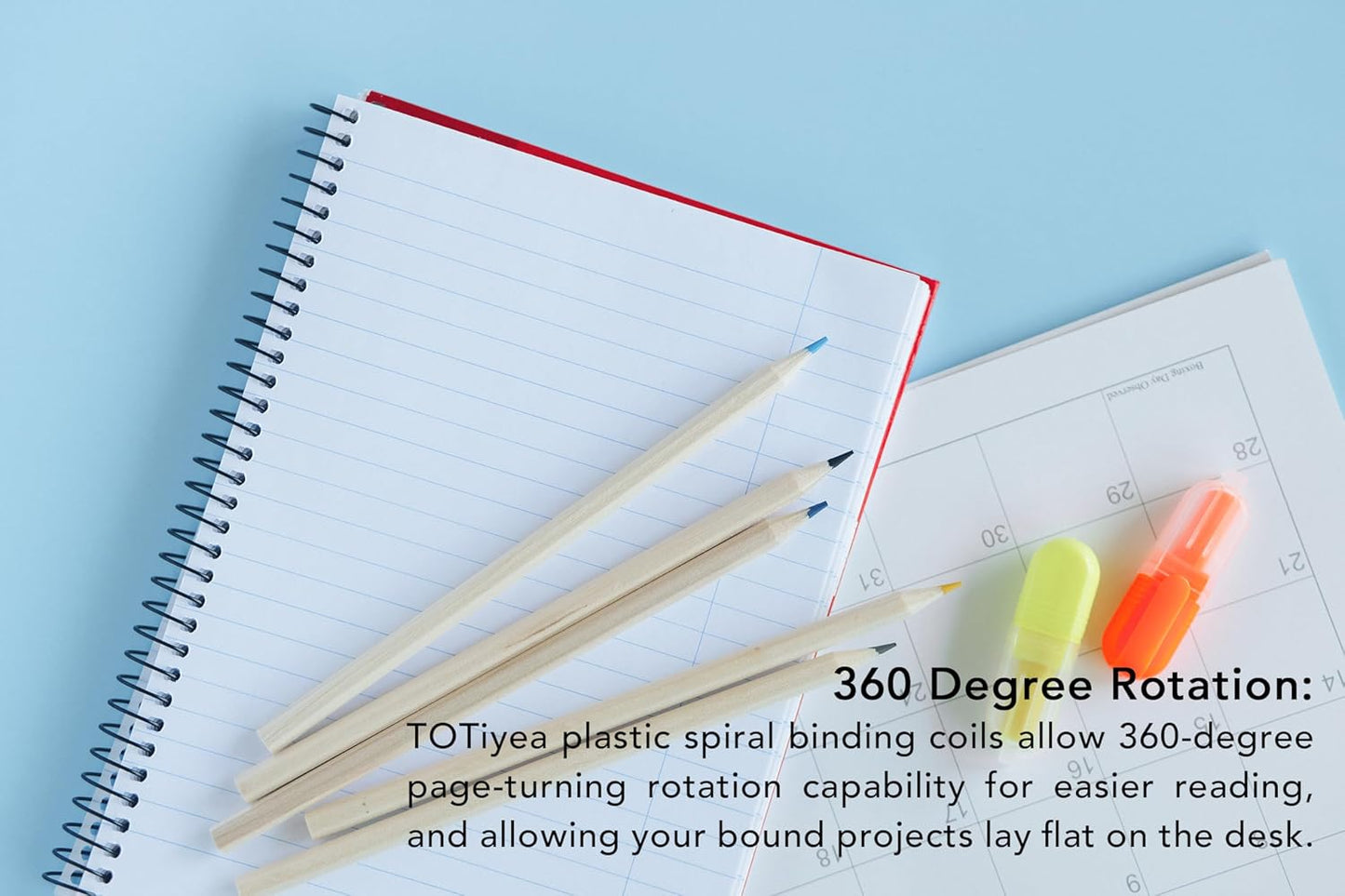 TOTiyea 50 Pack Plastic Spiral Binding Coils,20mm(3/4 ") Binding Spirals,170 Sheet Capacity,4:1 Pitch, Black