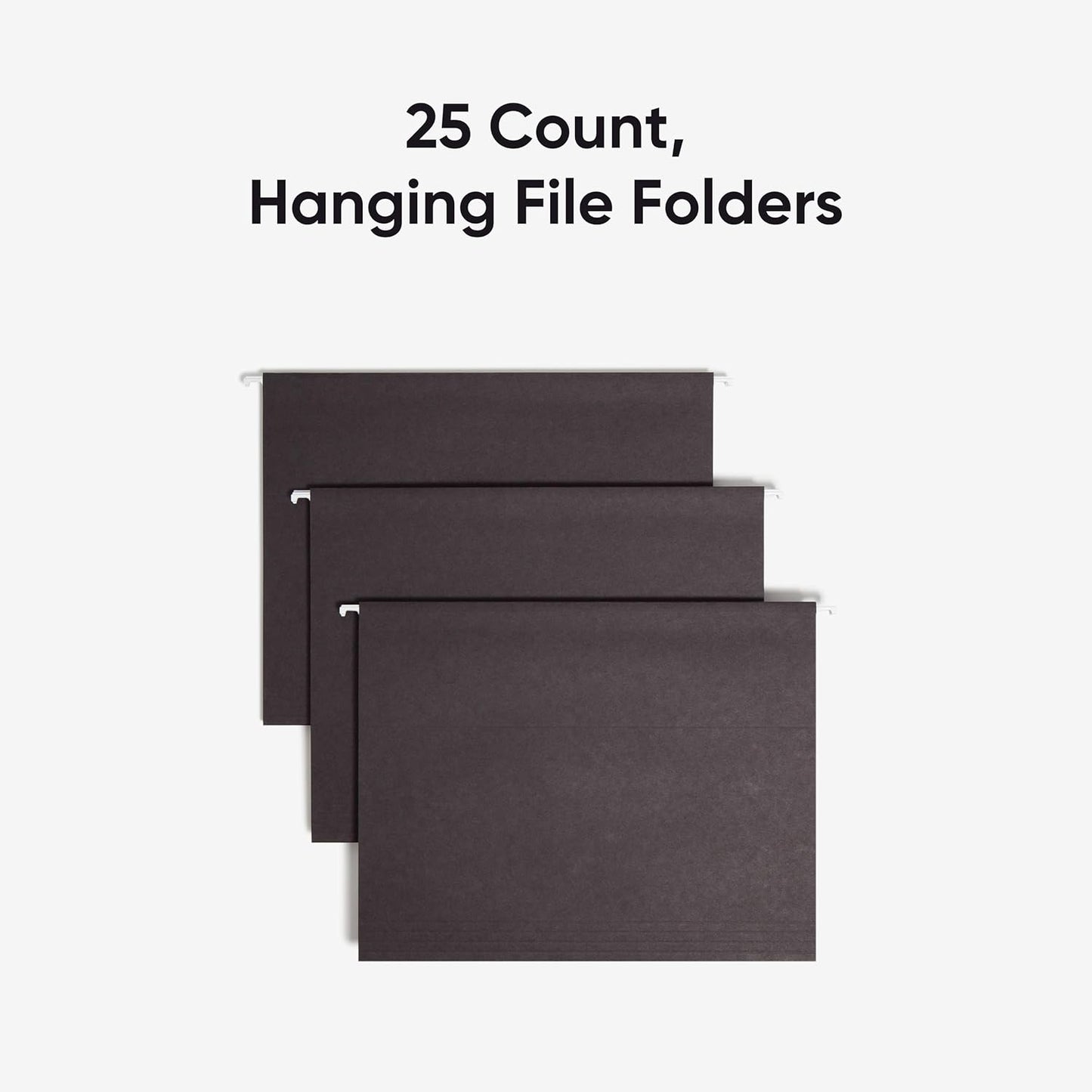 Smead Standard Hanging File Folders, 25 Count, Black, 1/5-Cut Adjustable Tabs, Letter Size (64062)