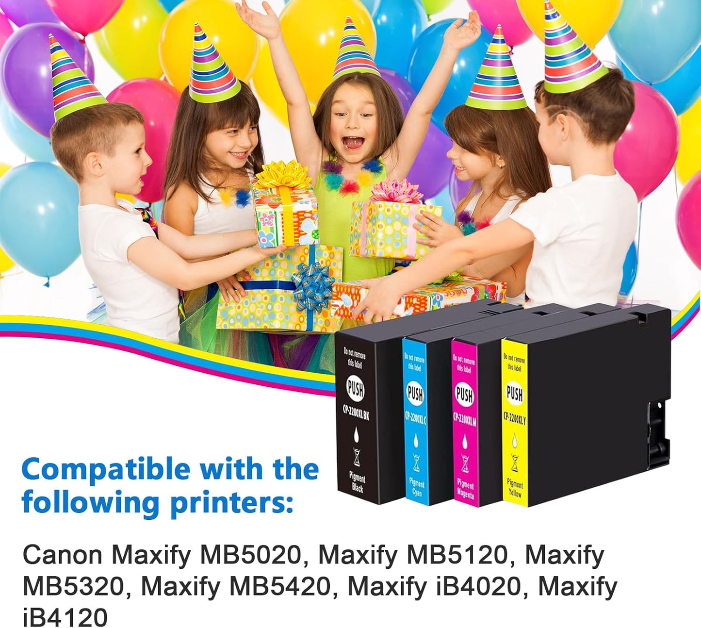 2200XL PGI-2200XL Compatible Ink Cartridges Replacement for Canon PGI-2200XL Work for Maxify MB5420 MB5120 MB5320 MB5020 iB4120 iB4020 Printers (Black, Magenta, Yellow and Cyan, 4-Pack)