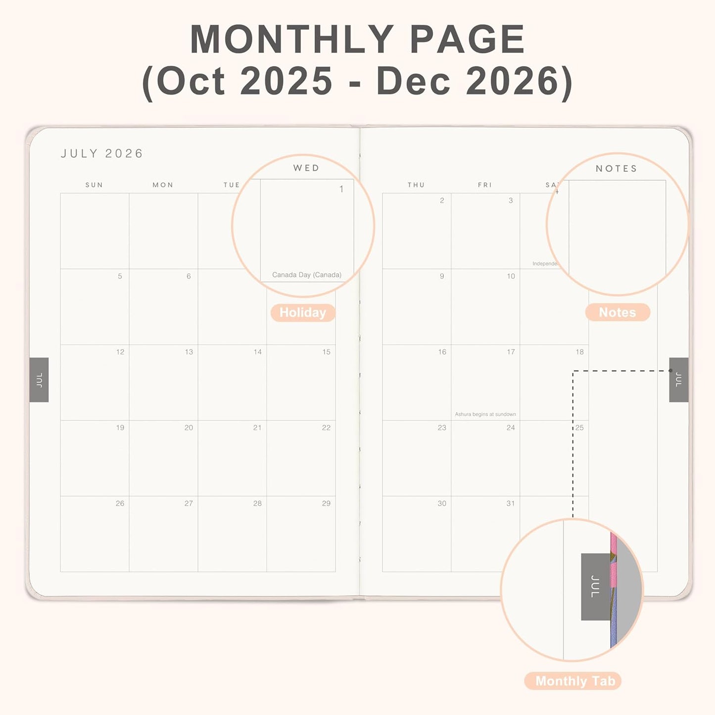 And Per Se 2026 Planner with Pattern-Daily, Weekly & 15-Monthly Leather Hardcover Planner, 5.7" x 8", Daily Schedule, Monthly Tabs, 100 GSM Thick Paper, Back Pocket(Botanical Floral)