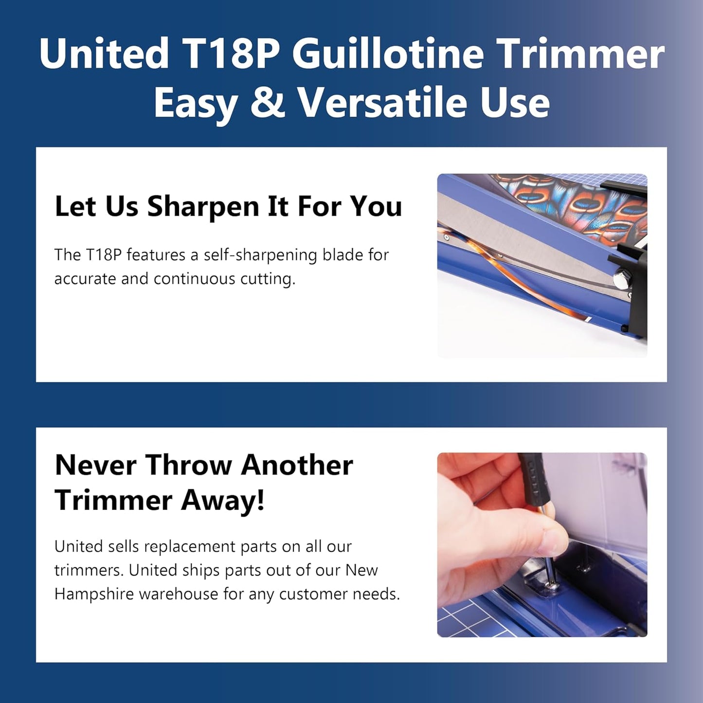 United Office Products T18P Professional Guillotine Paper Trimmer, Sturdy Metal Base, 18" Cut Length, 40 Sheet Capacity, Paper Cutter for Offices, Schools and Crafts