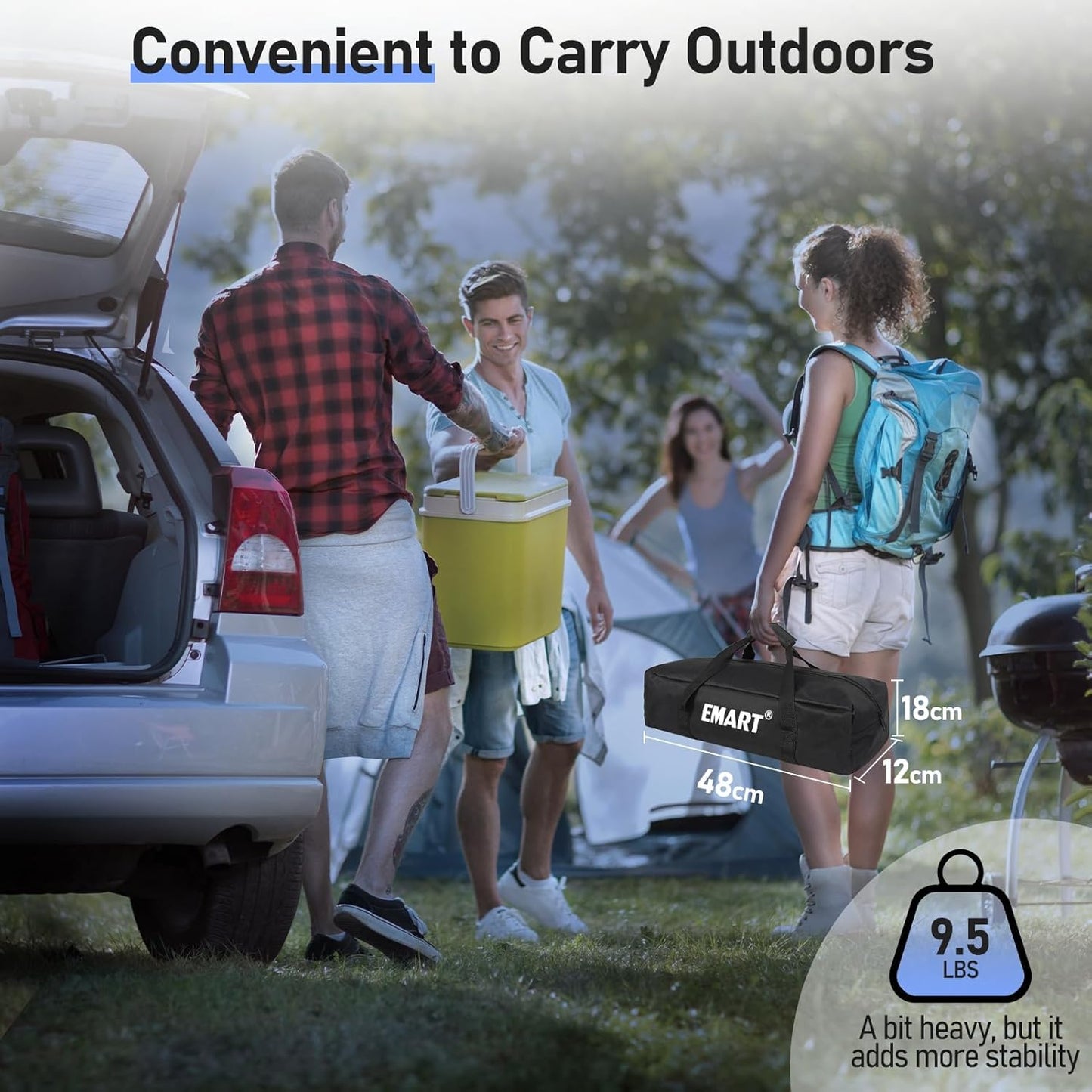 EMART Outdoor Projector Screen with Stand, 120 Inch Portable Indoor 16:9 4K HD Rear Front Movie Screens & Foldable Tripod with Carry Bag for Theater Home Backyard Movies