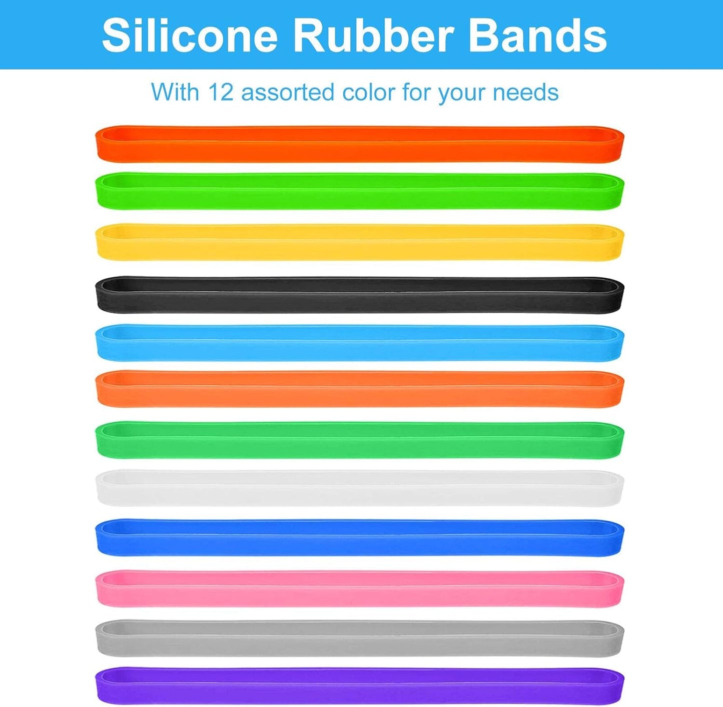 Coopay 60 Pieces Silicone Rubber Bands Colorful Elastic Wrapping Bands for Books, Art, Exercise, Crab Traps, Cooking, Wrapping, Heat, Cold, UV, Chemical Resistant (5.5 inch)