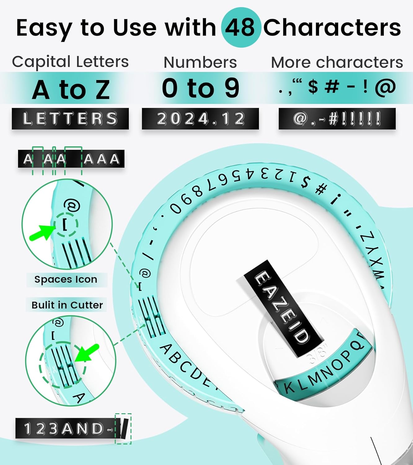 Embossing Label Maker Machine, Retro Embossed Label Maker Vintage, Portable Old School Embosser with 3 Rolls 3D 9mm 3/8 Inch Embossing Label Tapes for School Kids Items Home Office Organization