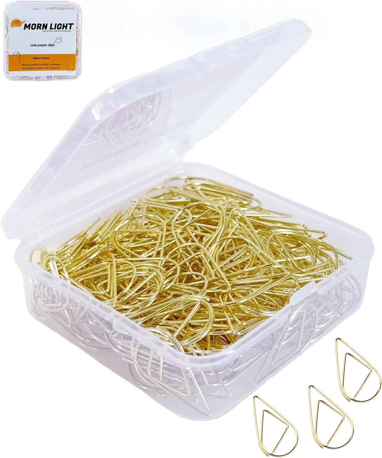 200 Pcs Teardrop Paper Clips Bulk,Stainless Steel Rust-Resistant Paperclips for Wedding Invitations, 3X Stronger Hold with Mirror Polish (Gold, 1inch)