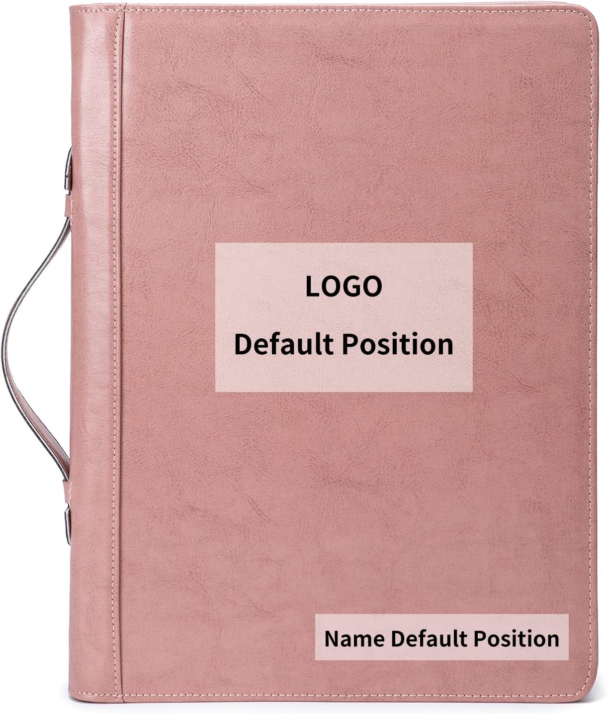 Personalized Vegan Leather Portfolio 3 Ring Binder with Clipboard, Hidden Handle, Custom 8.5 x 11 Zip Padfolio, Business Professional Organizer for Women, Pink