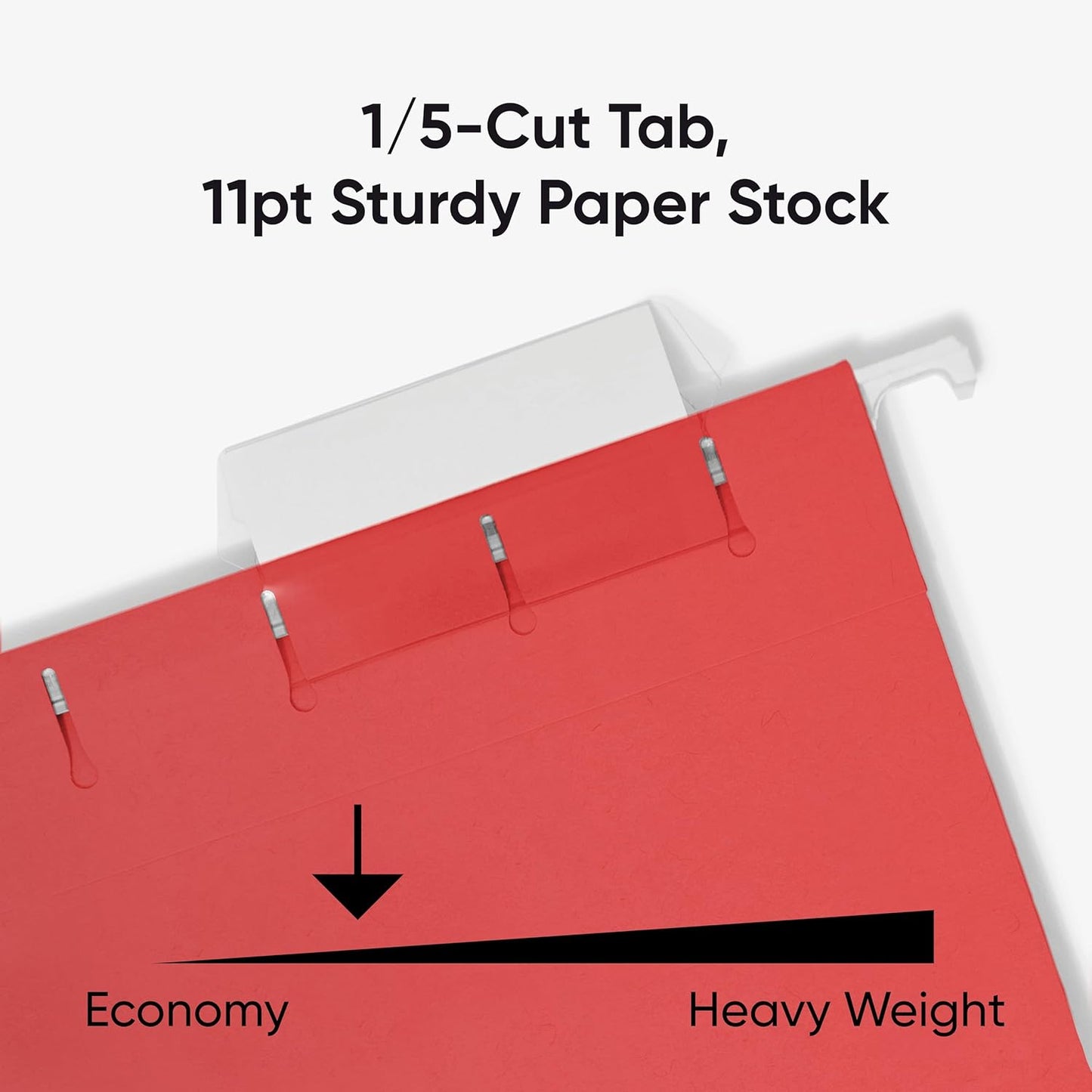 Smead Standard Hanging File Folders, 25 Count, Red, 1/5-Cut Adjustable Tabs, Letter Size (64067)