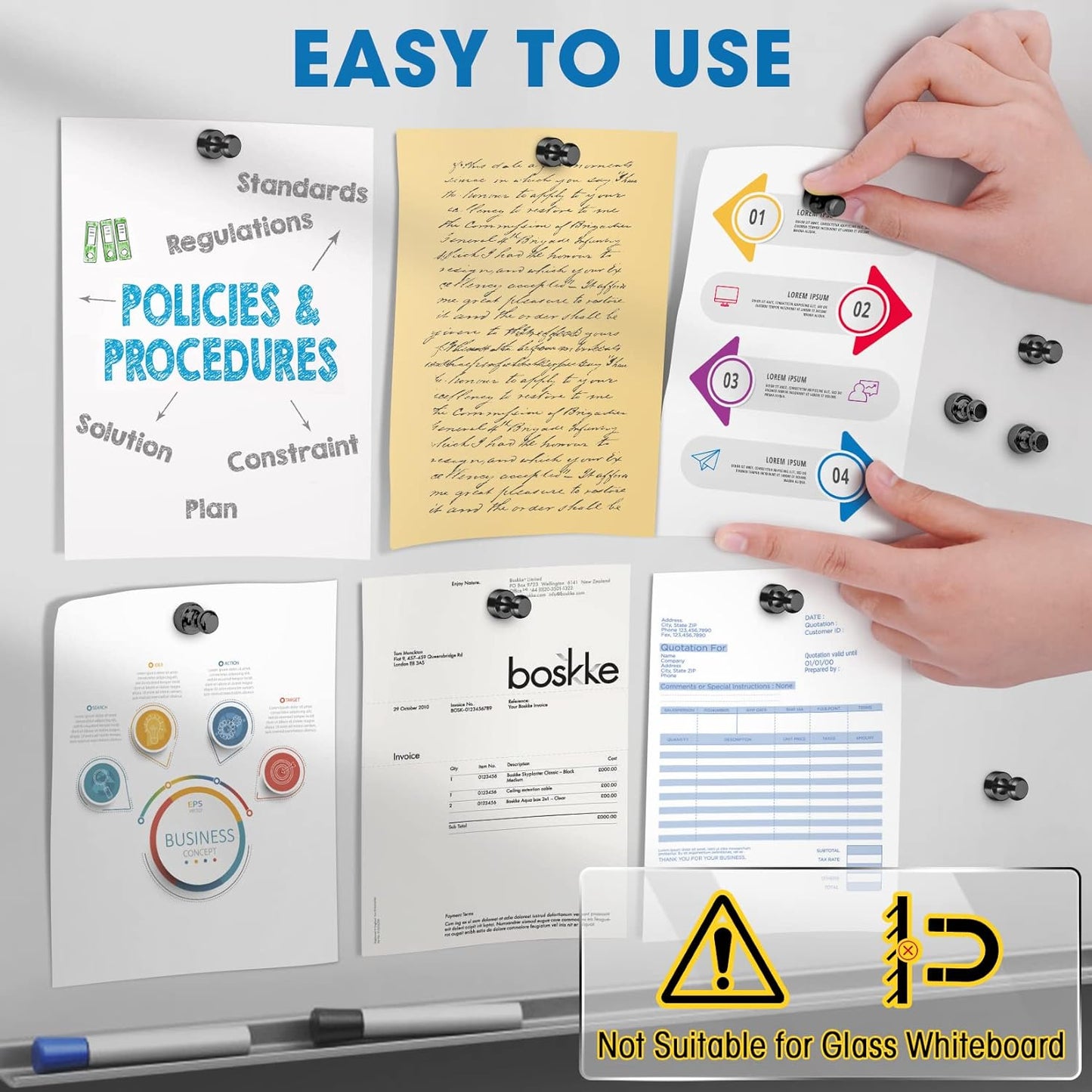 Grtard 48 Pack Black Magnetic Push Pins, Fridge Magnets for Whiteboard, Whiteboard Magnets Refrigerator Magnets, Small and Strong Push Pin Magnet for Office, School, Locker, and Map Magnet