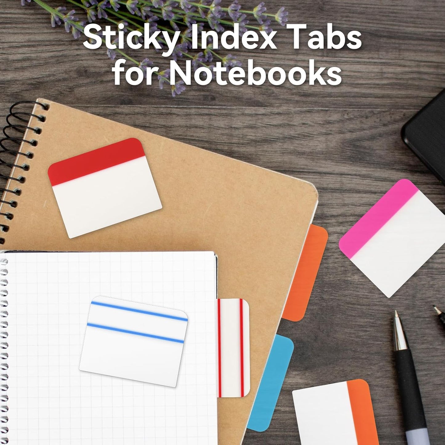 1200 Pieces Tabs 2 Inch Sticky Index Tabs, Colored Page Markers Repositionable Divider Tabs for Notebooks, Binder, File Folders, Books (60 Sets 10 Colors)