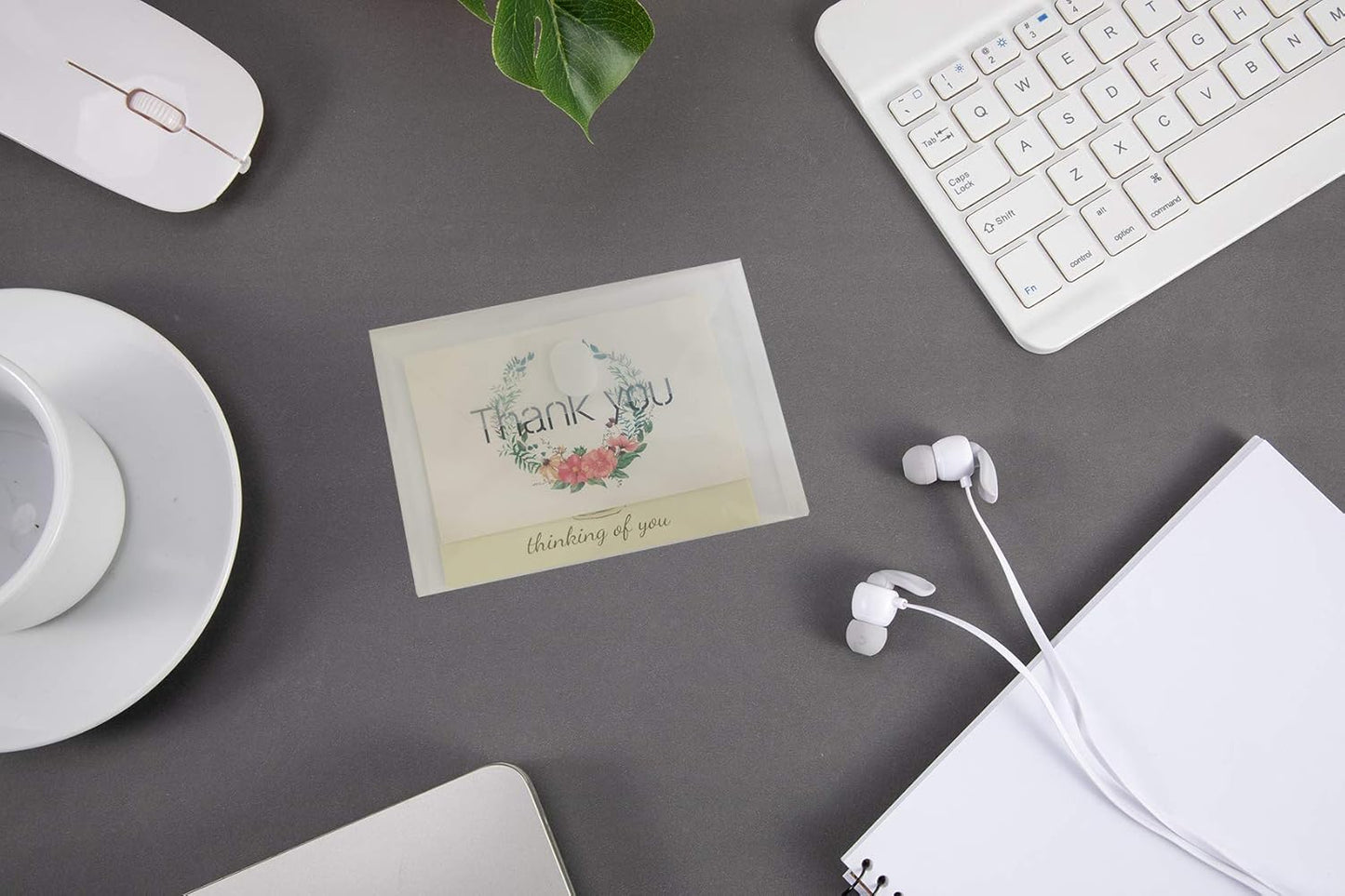 5x7 Small Plastic Envelopes Receipt Check Storage File Holder Case 36 Pack Hook & Loop Closure (clear-36 pack)