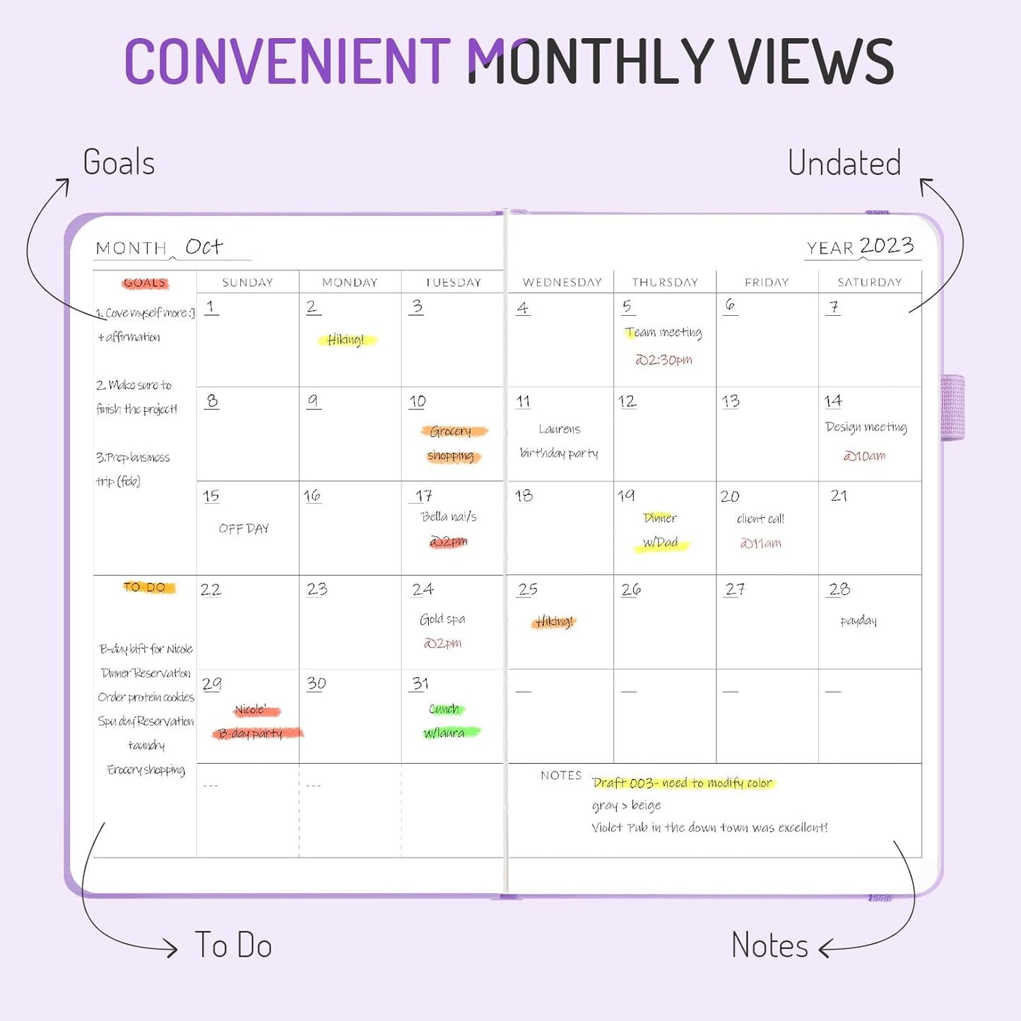 Undated Weekly Planner for 2025, Forvencer Daily & Weekly & Monthly Calendar Planner, Cute Daily Organizer Notebook, Agenda Journal to Track Goals & Tasks, Start Anytime, A5 Size, Dark Green