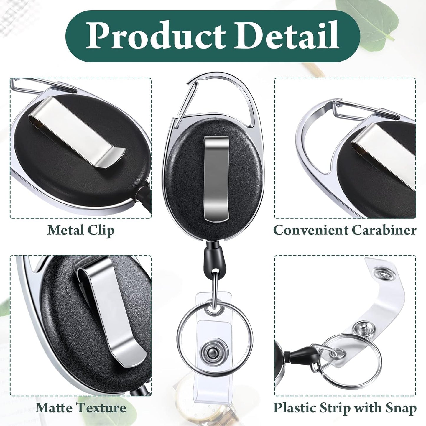 Honoson 50 Pcs Heavy Duty Retractable Badge Reels Batch ID Badge Holder Retractable Clip Bulk Key Holder with Ring for Office Worker Employee, Doctor Nurse Gifts (Black)