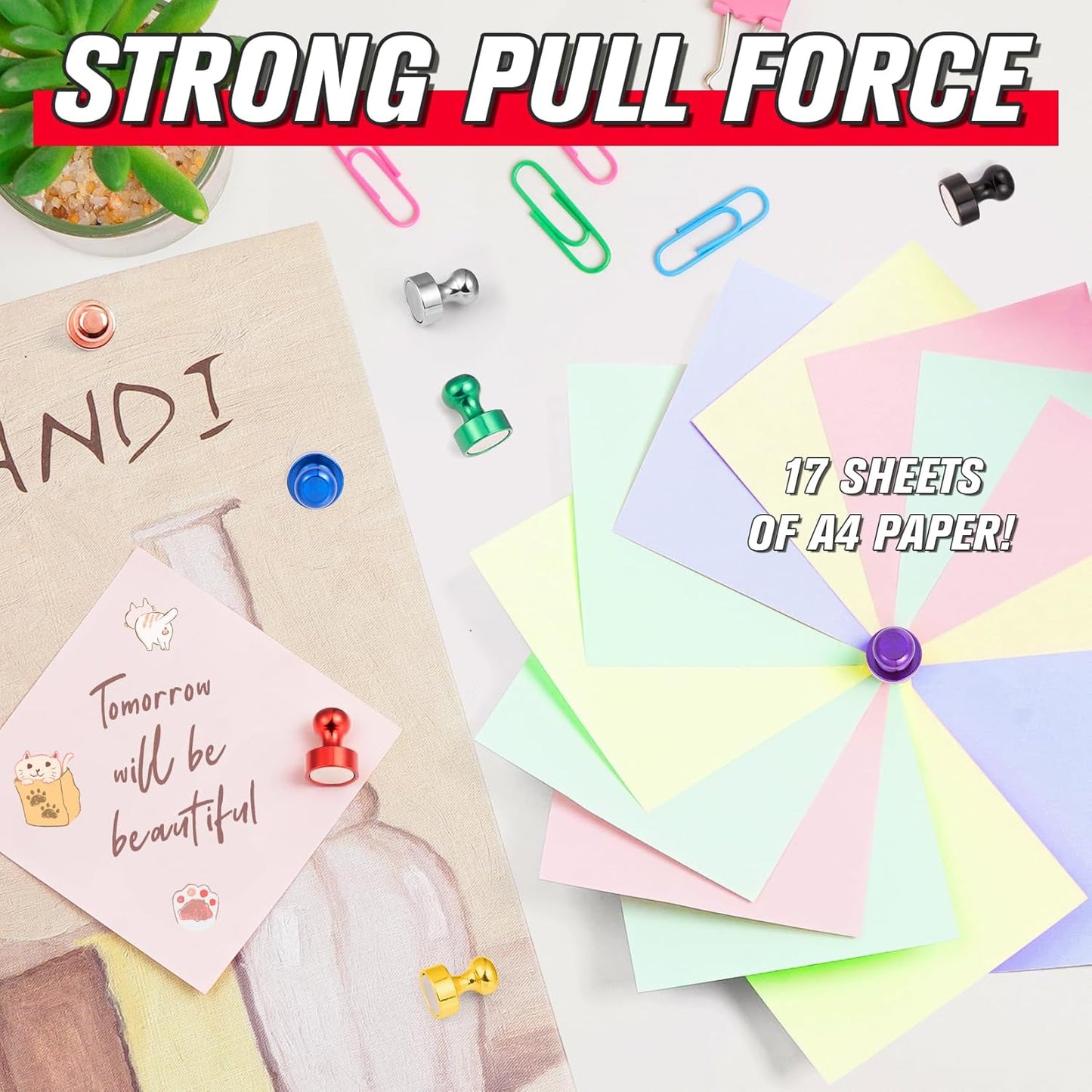 FINDMAG 14Pcs Colorful Fridge Magnets, Small and Strong Magnets for Whiteboard, Magnetic Push Pins for Kitchen, Classroom, Office, Home Decor