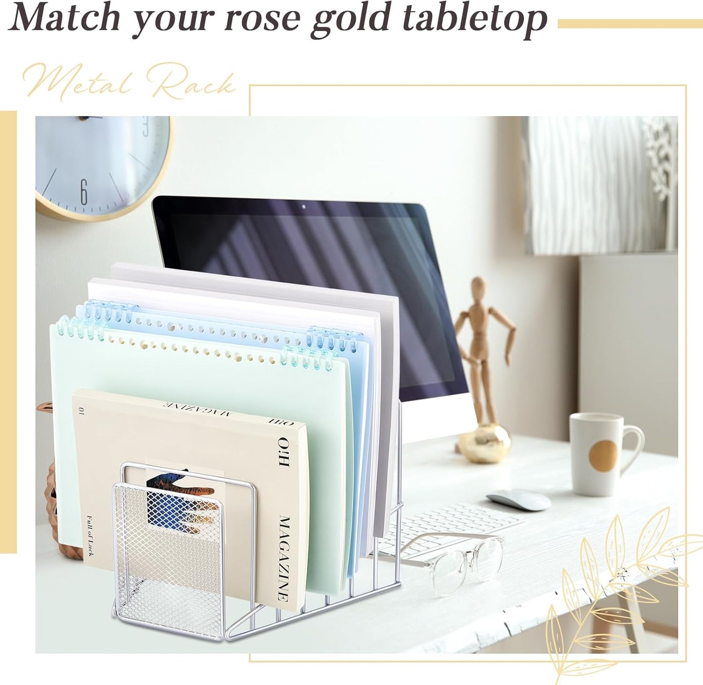 2 Pcs 7 Slot Incline File Sorter Metal Wire Mesh File Racks for Desktop Letter Sorter for Magazine Folder Book Organizer Home Office School Paper Mail Desk Storage Holder (Silver)