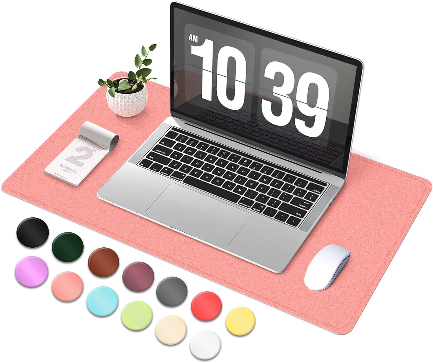 Desk Pad Protector, Leather & Suede Desk Mat, Non-Slip Desk Pad Mat, Large Mouse Pad, Waterproof Desk Blotter Mat, Desk Cover for Office, Home (Sweet Pink, 23.6" x 13.7")
