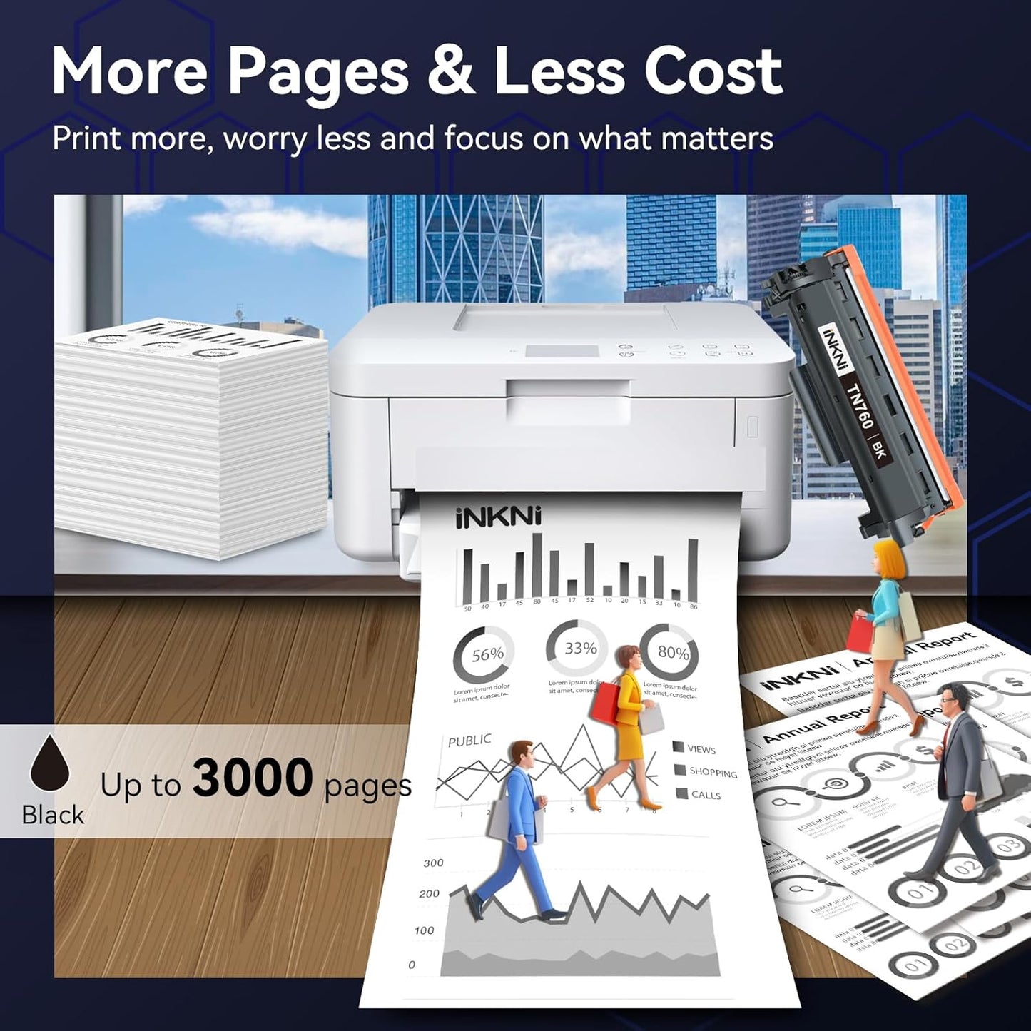 InkNI TN760 - Compatible Toner Cartridge Replacement for Brother TN-730/TN-760 730 TN-760 for MFC-L2710DW MFC-L2750DW DCP-L2550DW HL-L2350DW HL-L2395DW HL-L2370DW (4 Pack)