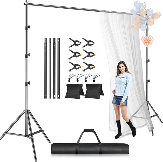 EMART Photo Backdrop Stand kit, 10 x 10 ft Back Drop Adjustable Frame for Photography, Photoshoot Banner Background Support Holder for Parties Dectoration