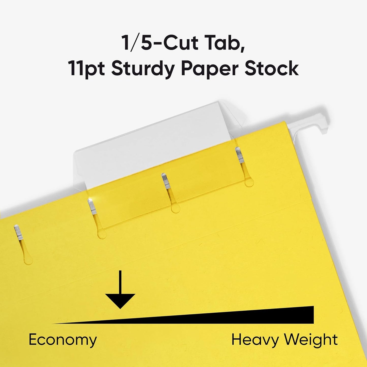 Smead Standard Hanging File Folders, 25 Count, Yellow, 1/5-Cut Adjustable Tabs, Letter Size (64069)