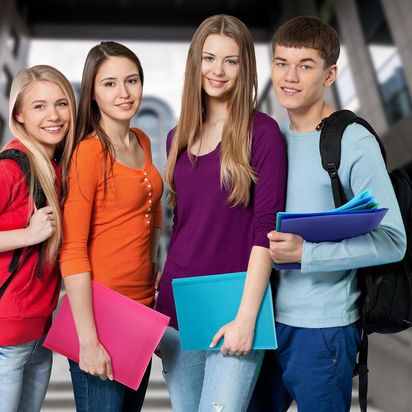 Patelai 48 Pcs Plastic Folders with 2 Pockets and 3 Prongs Home Folders with Card Slot Letter Size Heavy Duty Report Covers for Back to School(Stylish Color,Classic)