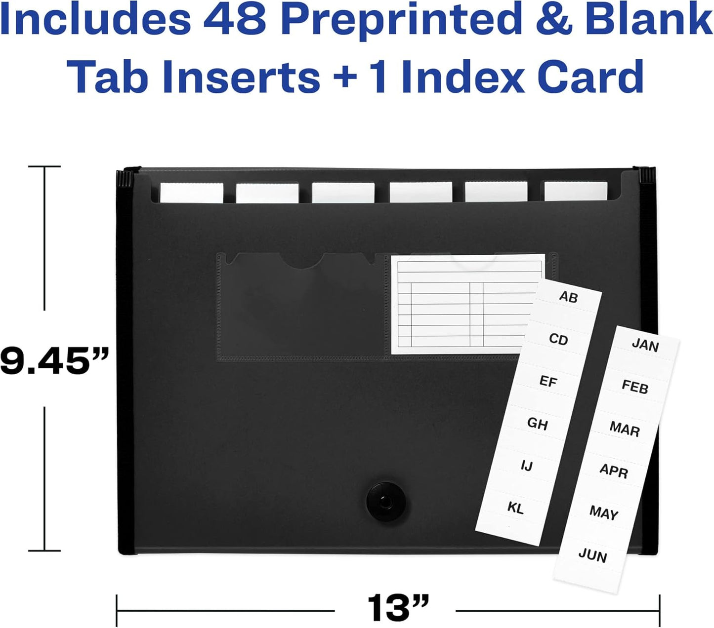 Avery Expanding File Folder Organizer, 7-Pocket Accordion File Organizer, Black, Holds 425 Letter/A4-Size Sheets (73550)