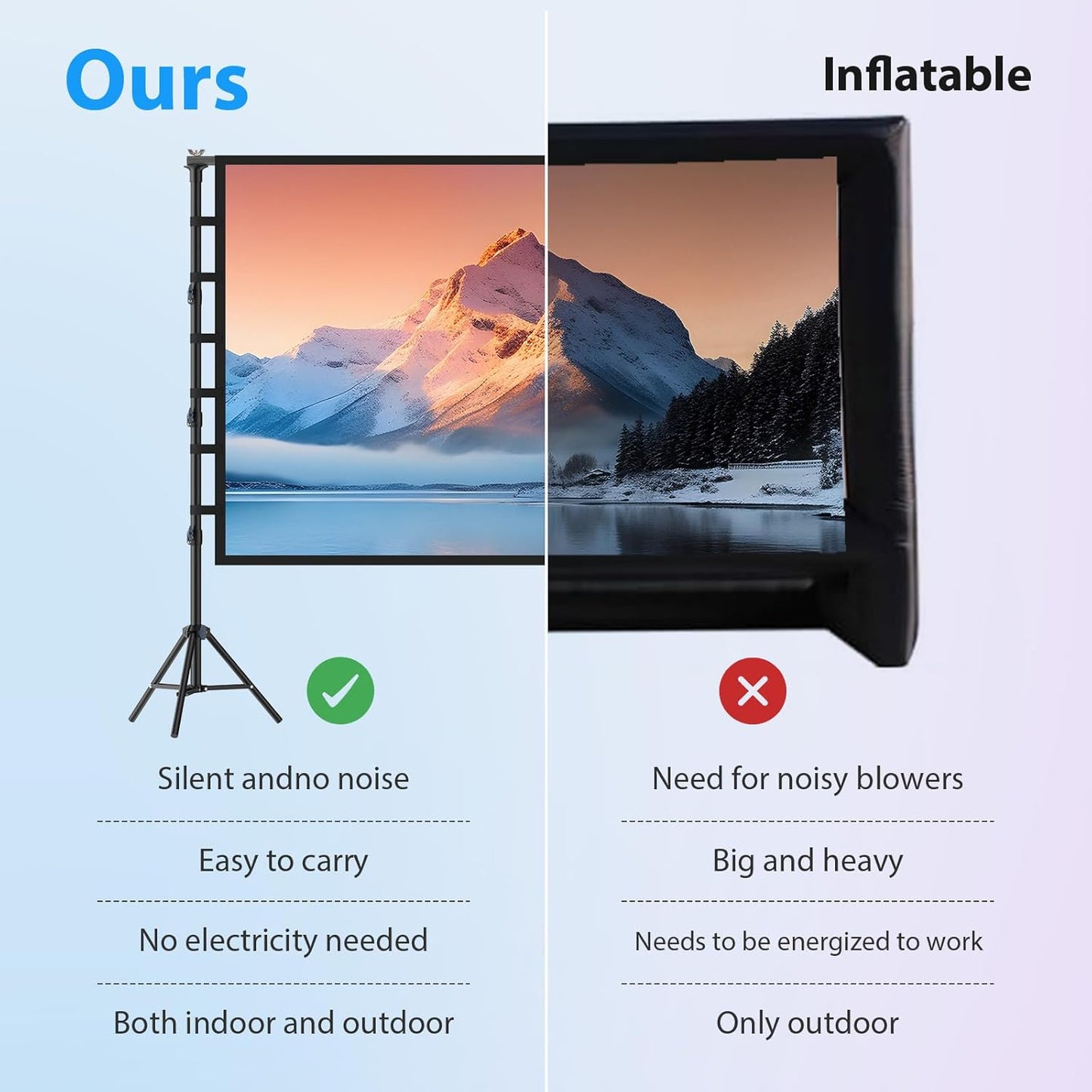 200 Inch Projector Screen with Stand: VOOPVOR 16ft Portable Large Projection Screen and Stand Outdoor - Front/Rear Movie Screen Indoor 16:9 4K HD - Wrinkle-Free & Carry Bag for Backyard Cinema
