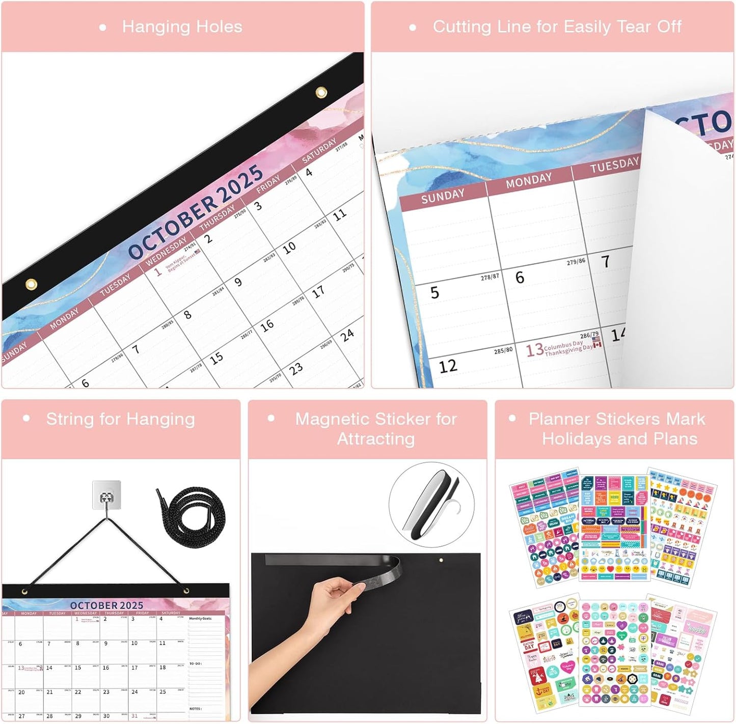 Ospelelf 2025-2026 Calendar Magnetic Desk Wall Desktop Monthly Planner from July 2025 to December 2026 Large To Do Pad with Plastic Cover for Office 17" X 12" Multicolor