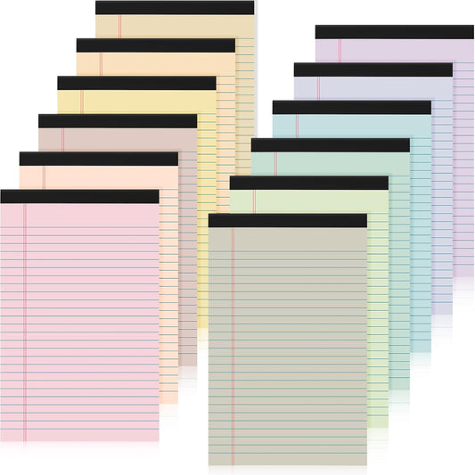Fuutreo 12 Pcs 5" x 8" Legal Pad Writing Notepads 50 Sheets Small Legal Pad Narrow Ruled Multiple Color Lined Paper for School College Office Supplies Work (Macaron Colors)