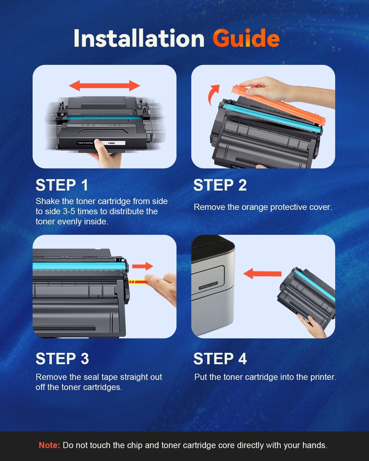 148A Toner Cartridge Black (with Chip) Compatible Replacement for HP 148A W1480A 148X W1480X Work for MFP 4101fdn 4101fdw 4001dn Laserjet Pro 4001dw 4001n Printer (2 Pack)