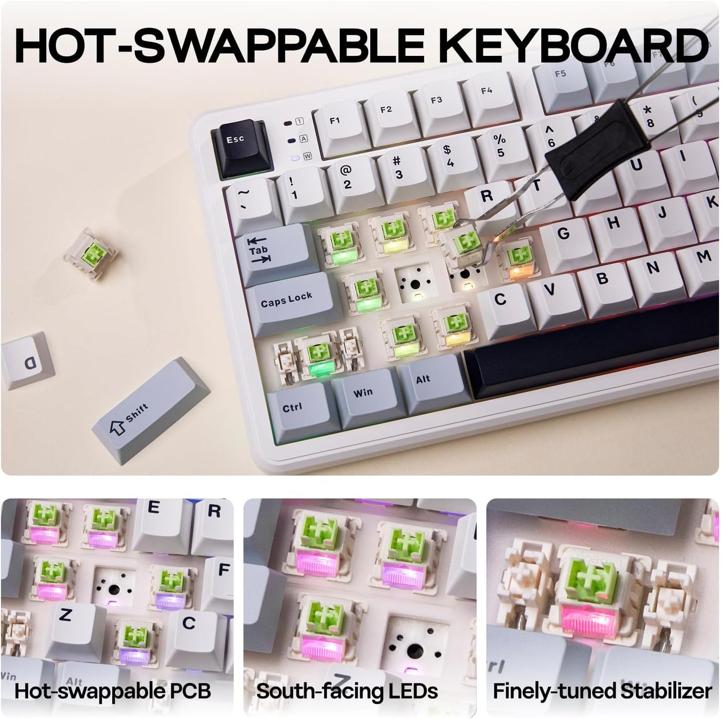 EPOMAKER X Aula F108 PRO Wireless Gaming Keyboard with Screen, 8000mAh Battery, 104 Hot-Swappable and Programmable Keys and Knob, RGB Backlight, for Mac/PC/Android (Blue&White)