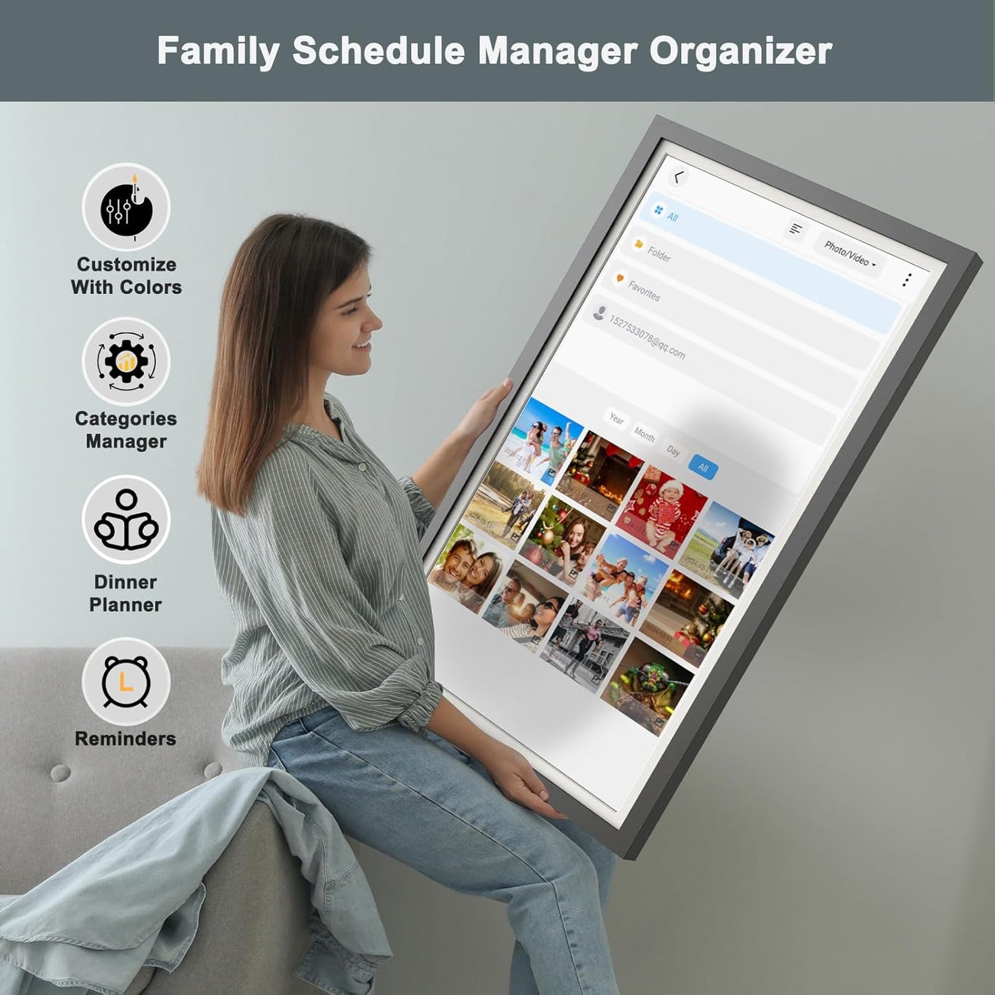 Smart Digital Calendar Chore-Chart-for-Business Planner - 27" Touchscreen Interactive Display Electronic Calendar for To Do List, Auto-Sync Google iCloud Outlook Calendars, Wall Mountable for Mom Dad