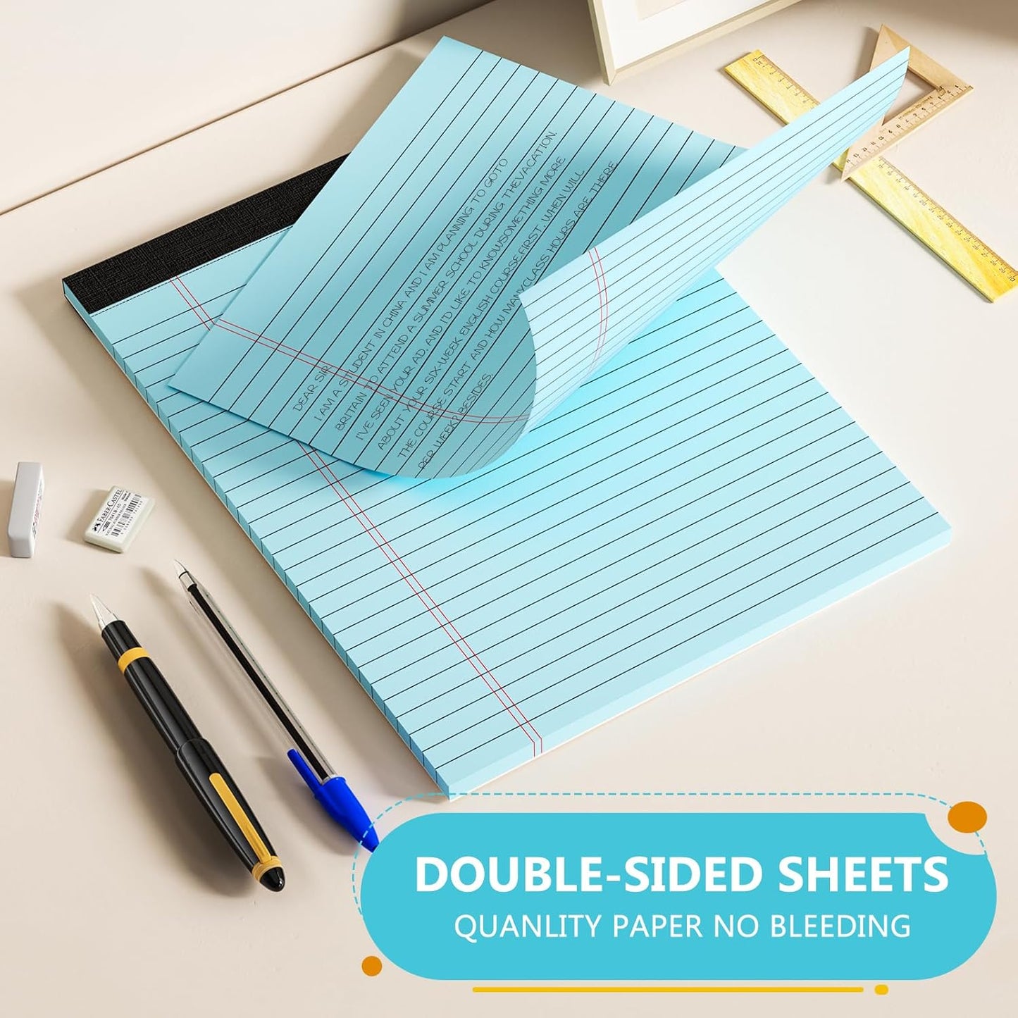 Legal Pads 8.5 x 11, Colored Note Pads 8.5 x 11, Wide Ruled Paper, 3 Pack Notepads 8.5 x 11, to Do List Notepad, Perforated Lined Paper, 30 Sheets/Pad, Multicolor Writing Pad for School, Home, Office