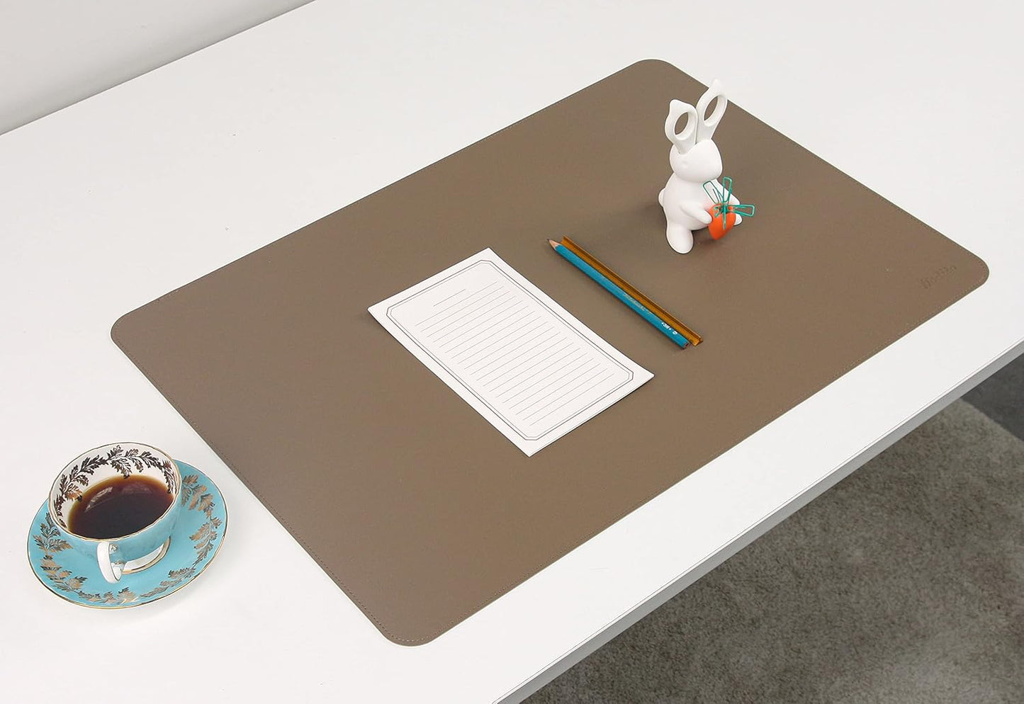 Dual-Sided Leather Desk Pad,Blotter for Laptop Computer,Mouse Pad,Writing,Drawing,Arts and Craft Mat (17"x24", Khaki)